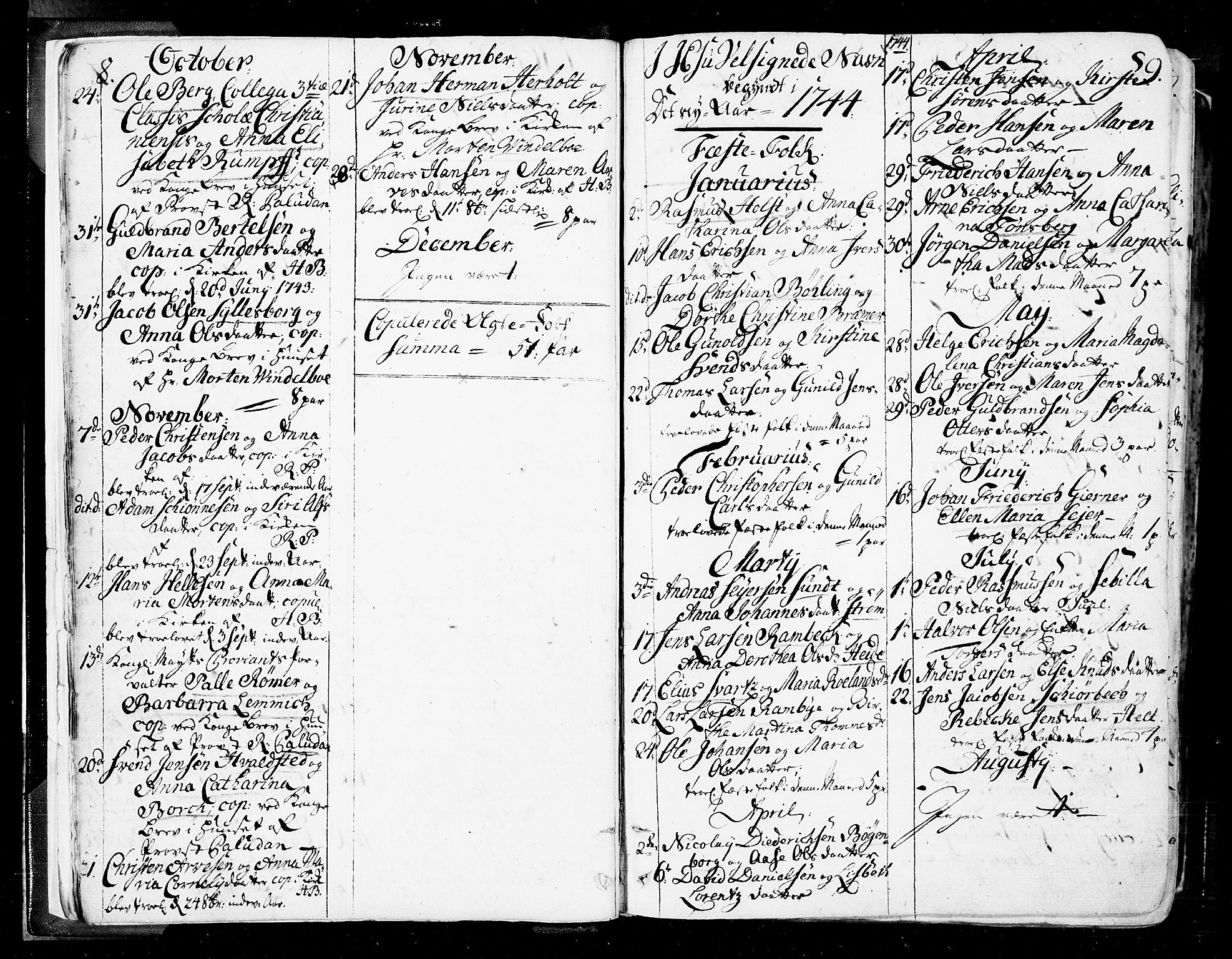 Oslo domkirke Kirkebøker, SAO/A-10752/F/Fa/L0004: Parish register (official) no. 4, 1743-1786, p. 8-9