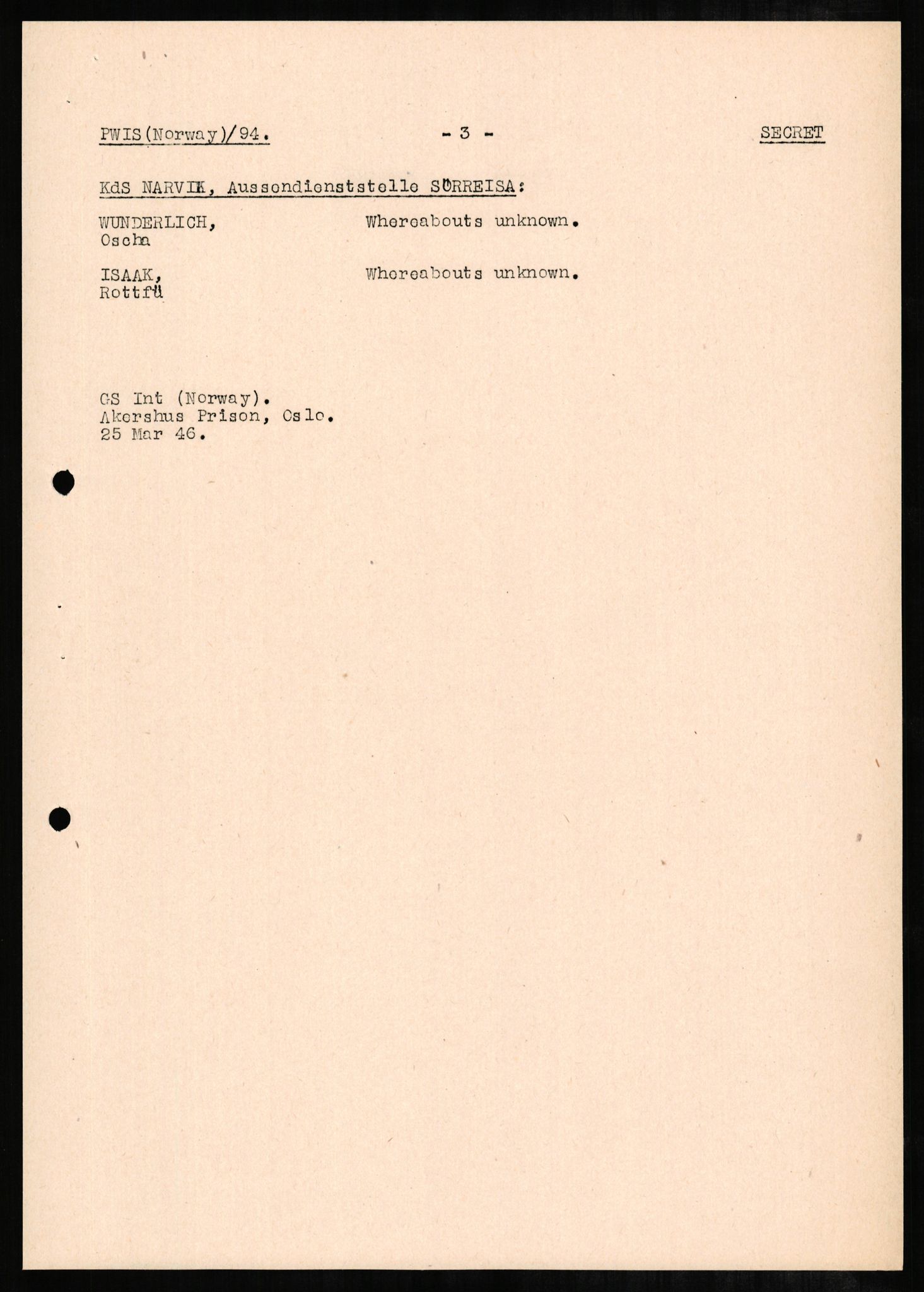Forsvaret, Forsvarets overkommando II, AV/RA-RAFA-3915/D/Db/L0003: CI Questionaires. Tyske okkupasjonsstyrker i Norge. Tyskere., 1945-1946, p. 199