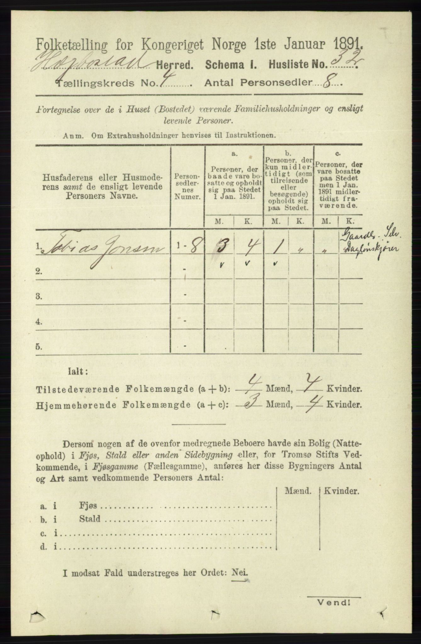 RA, 1891 census for 1034 Hægebostad, 1891, p. 1176