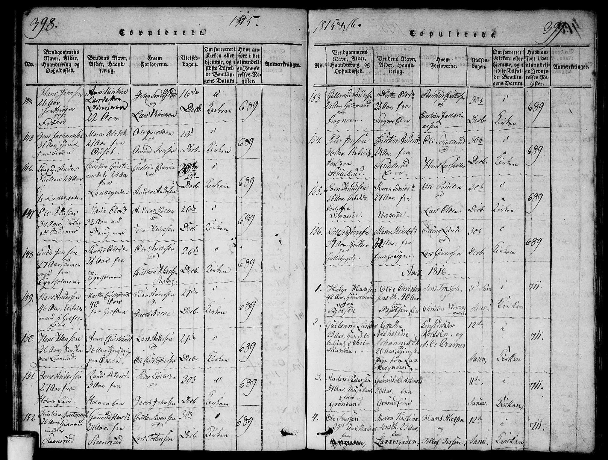 Aker prestekontor kirkebøker, AV/SAO-A-10861/G/L0002: Parish register (copy) no. 2, 1815-1819, p. 398-399