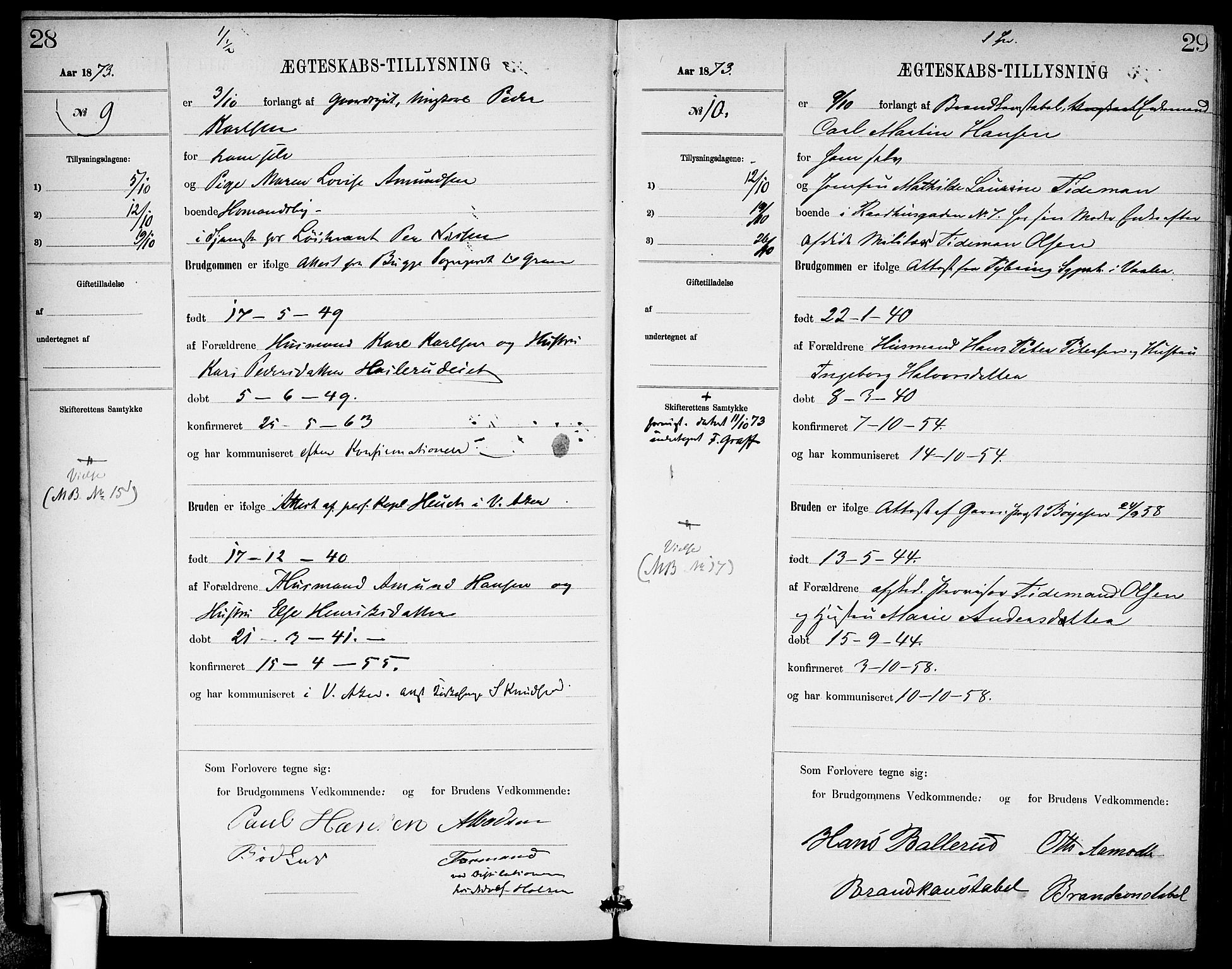 Garnisonsmenigheten Kirkebøker, AV/SAO-A-10846/H/Ha/L0007: Banns register no. I 7, 1872-1893, p. 28-29