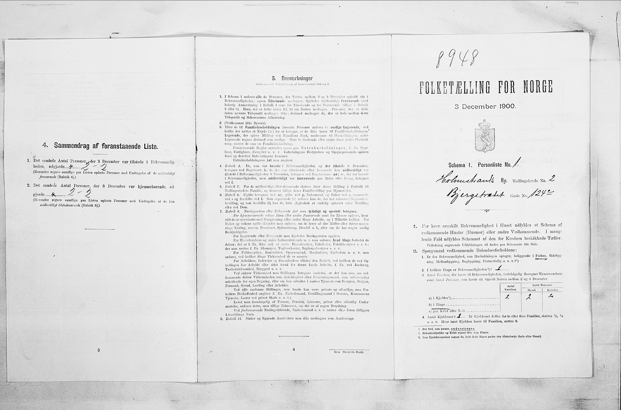 RA, 1900 census for Holmestrand, 1900, p. 605