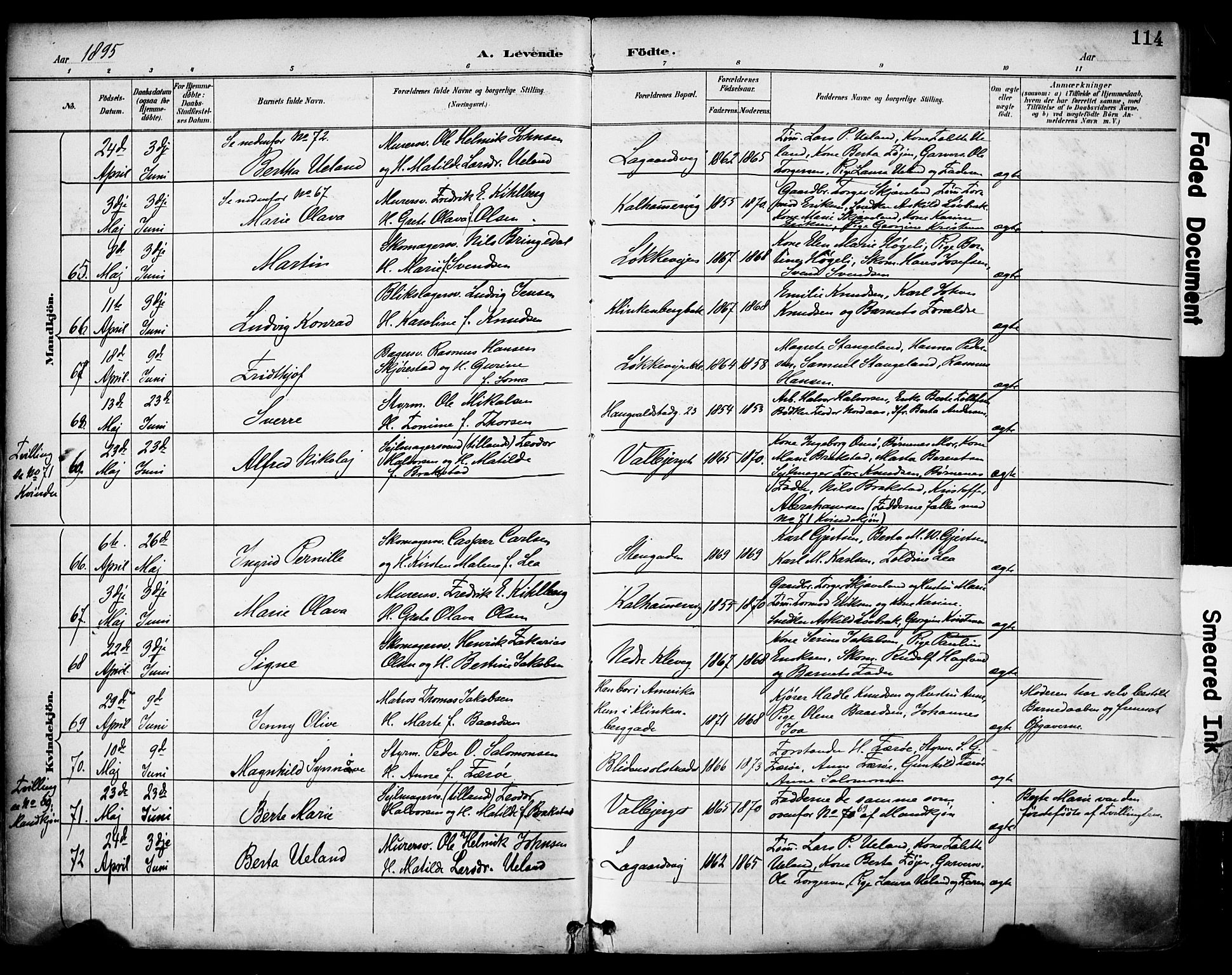 Domkirken sokneprestkontor, SAST/A-101812/001/30/30BA/L0030: Parish register (official) no. A 29, 1889-1902, p. 114
