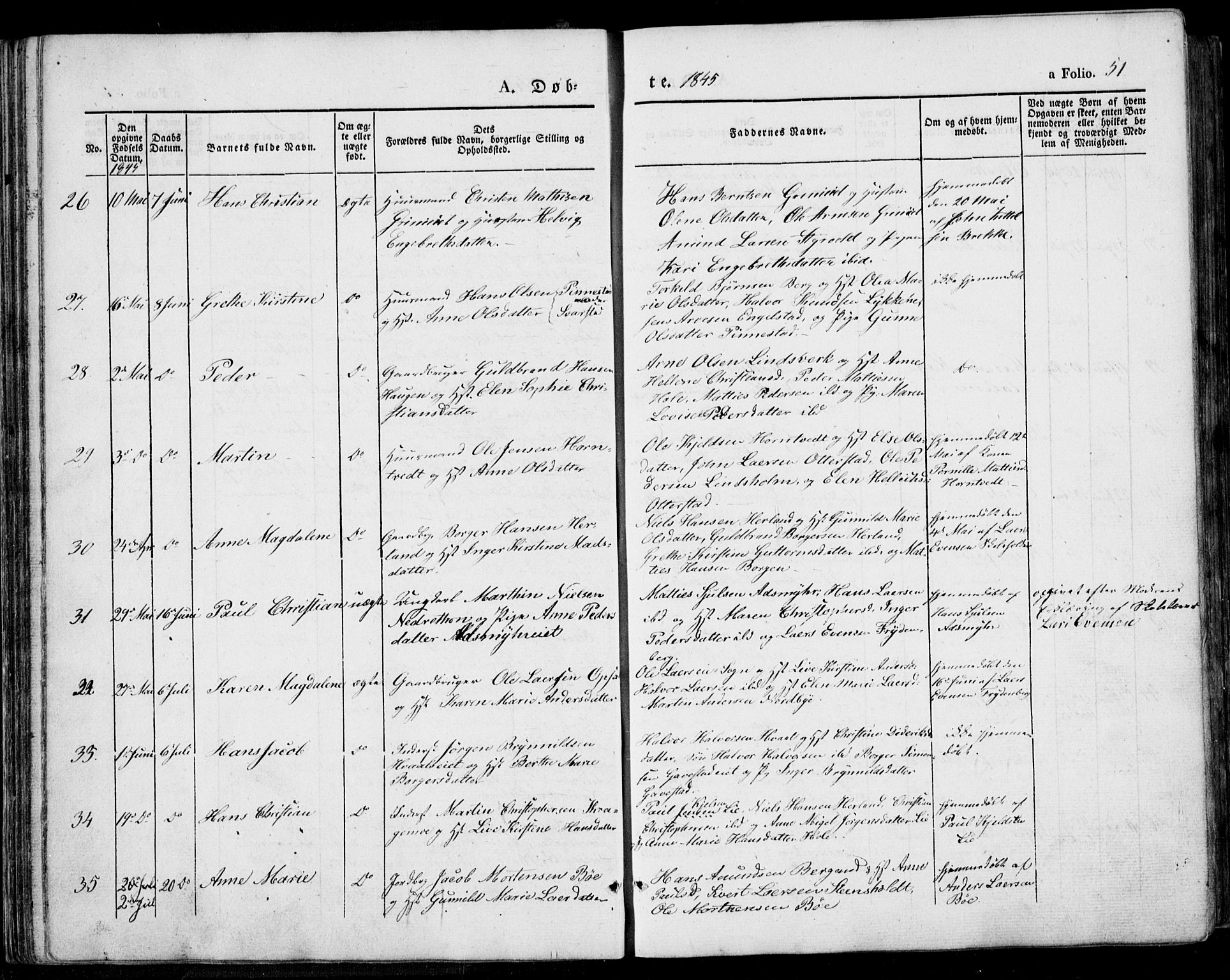 Lardal kirkebøker, SAKO/A-350/F/Fa/L0006: Parish register (official) no. I 6, 1835-1860, p. 51