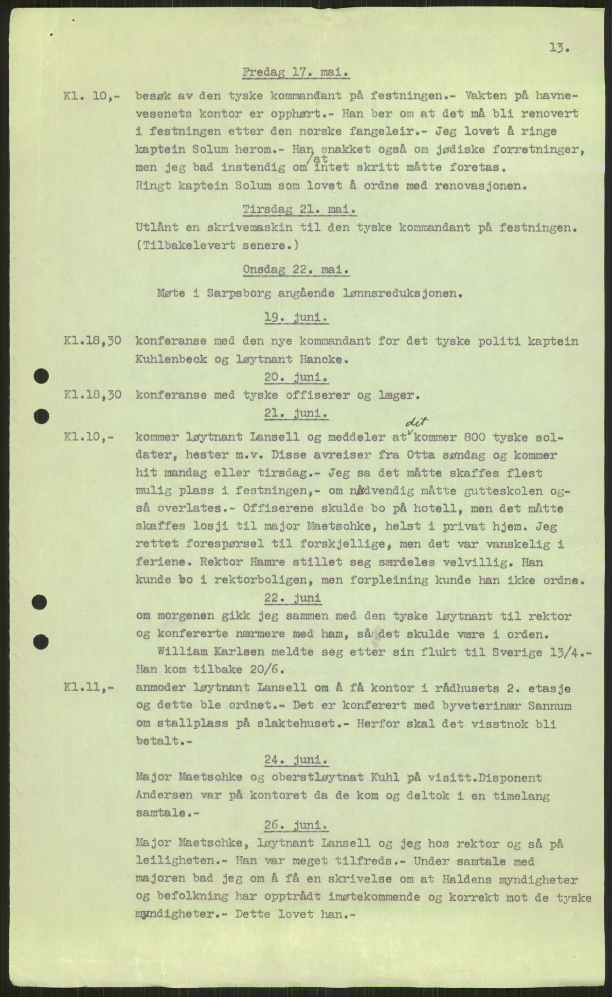 Forsvaret, Forsvarets krigshistoriske avdeling, AV/RA-RAFA-2017/Y/Ya/L0013: II-C-11-31 - Fylkesmenn.  Rapporter om krigsbegivenhetene 1940., 1940, p. 79