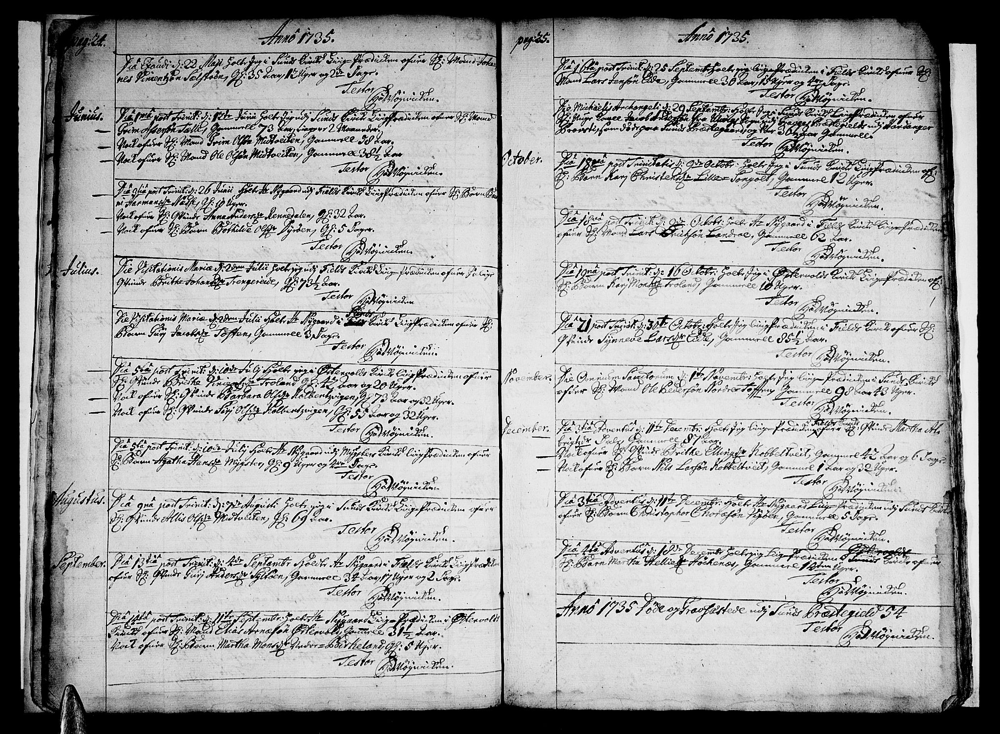 Sund sokneprestembete, AV/SAB-A-99930: Parish register (official) no. A 2, 1729-1769, p. 24-25