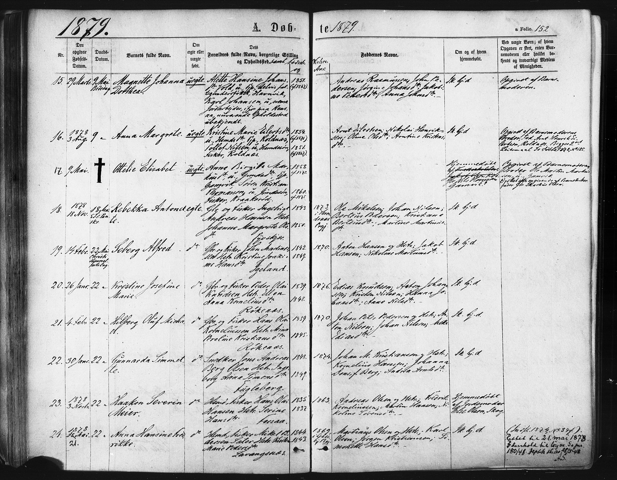 Ibestad sokneprestembete, SATØ/S-0077/H/Ha/Haa/L0010kirke: Parish register (official) no. 10, 1869-1879, p. 152