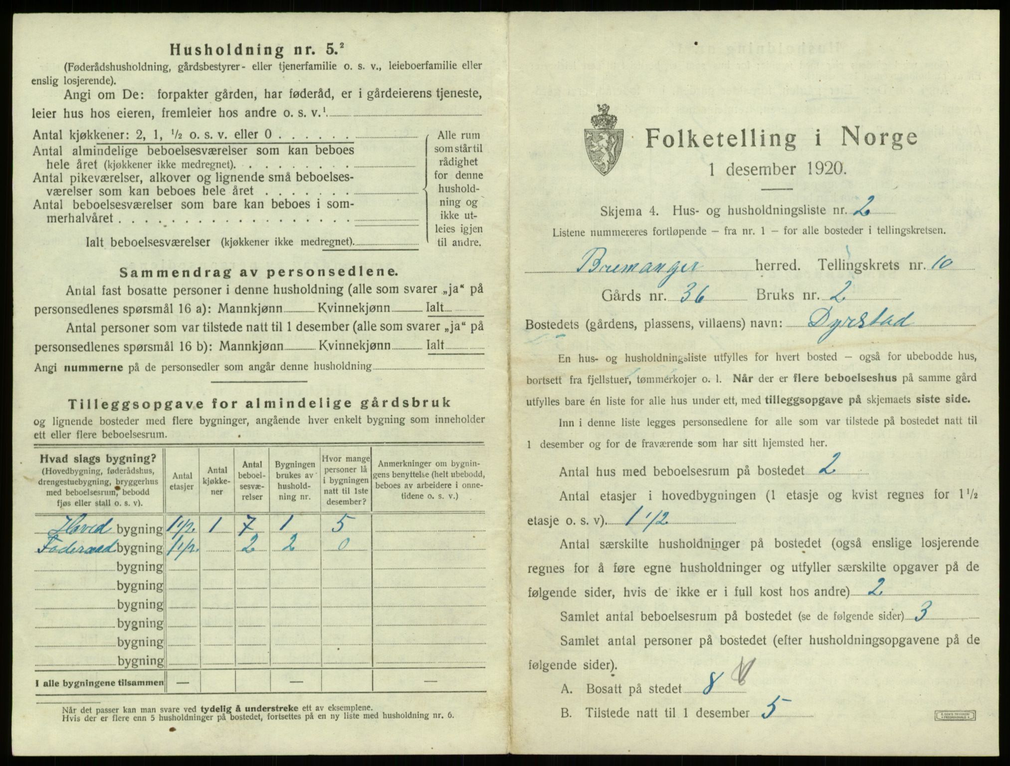 SAB, 1920 census for Bremanger, 1920, p. 716