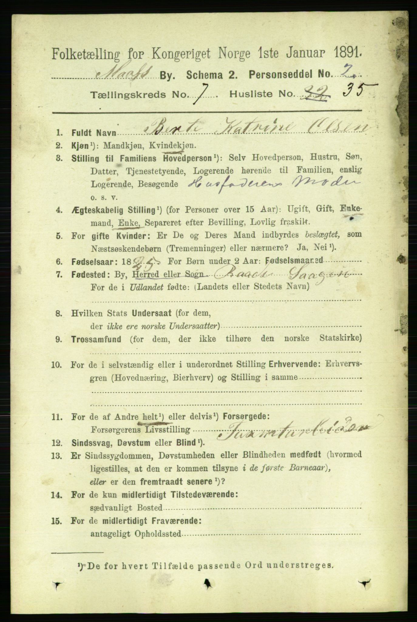 RA, 1891 census for 0104 Moss, 1891, p. 3920