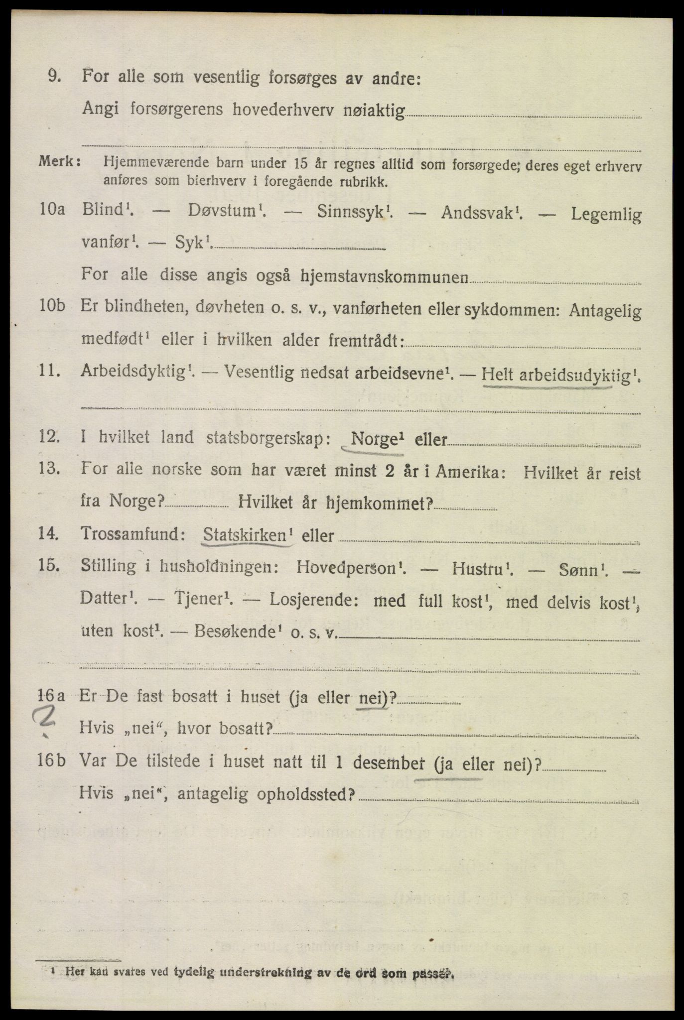 SAH, 1920 census for Vestre Slidre, 1920, p. 3253