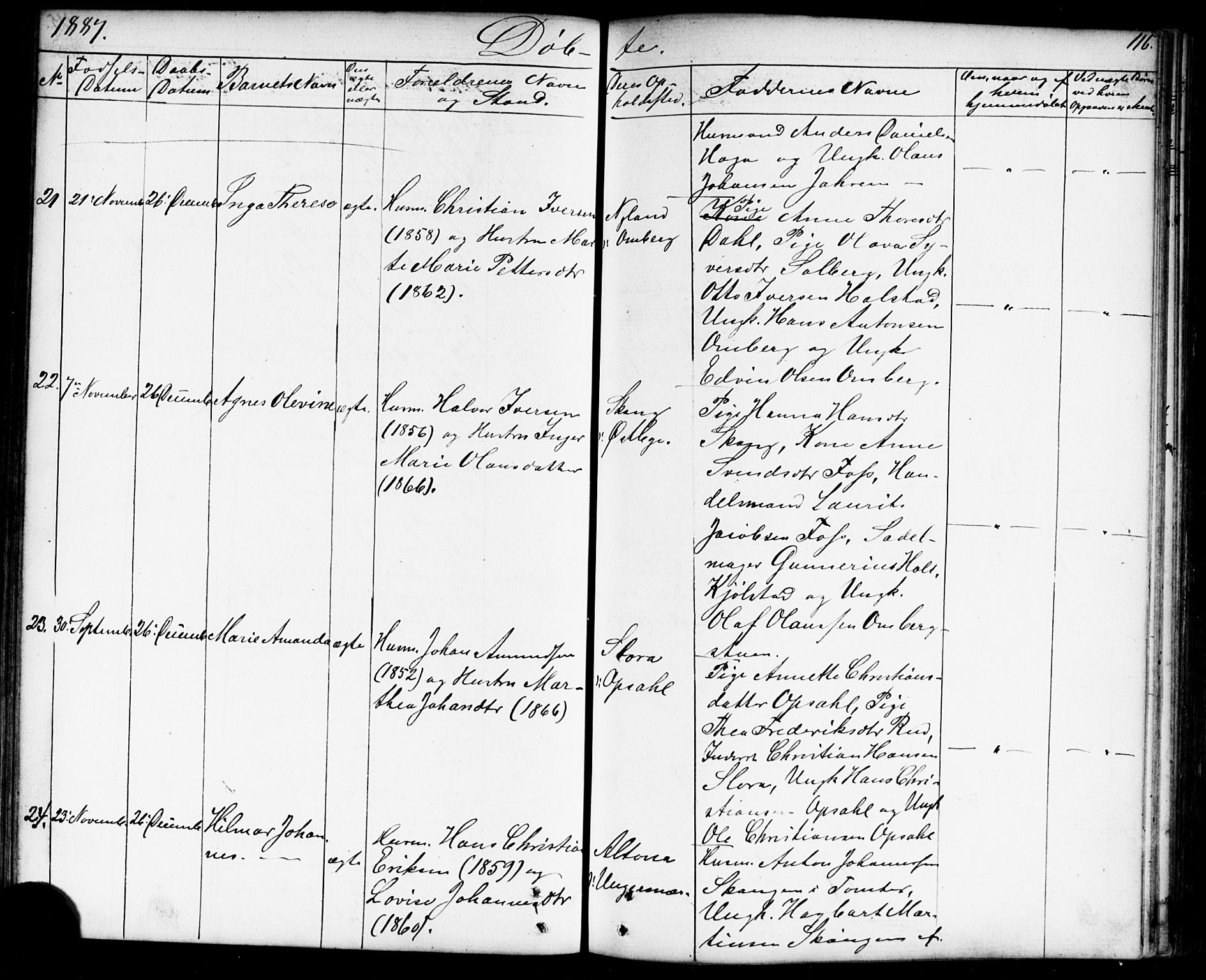 Enebakk prestekontor Kirkebøker, SAO/A-10171c/G/Gb/L0001: Parish register (copy) no. II 1, 1859-1890, p. 116