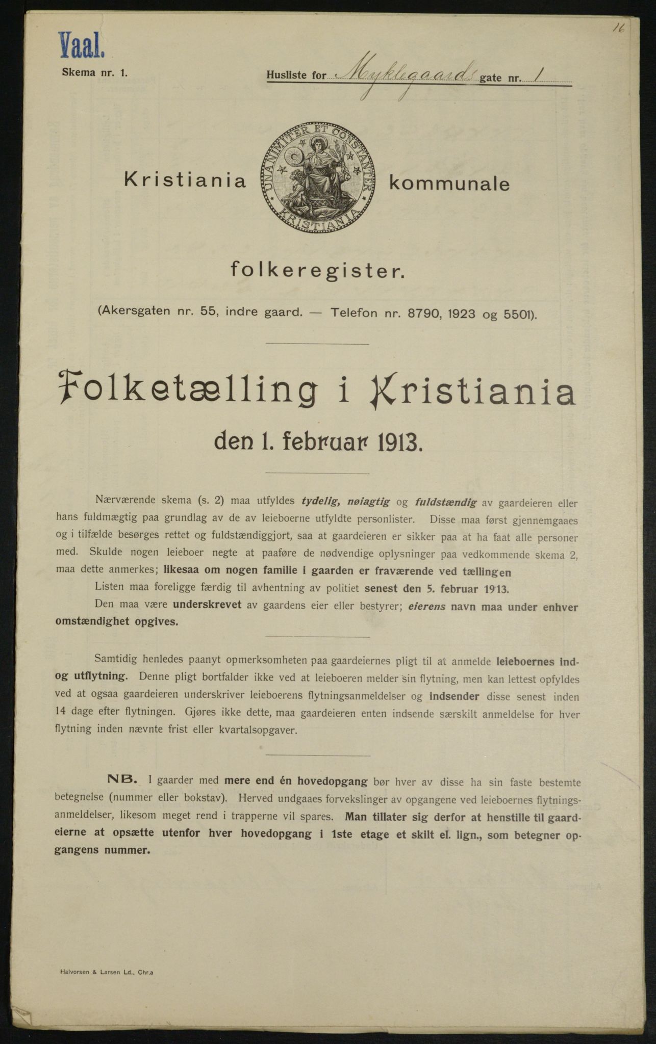 OBA, Municipal Census 1913 for Kristiania, 1913, p. 68132