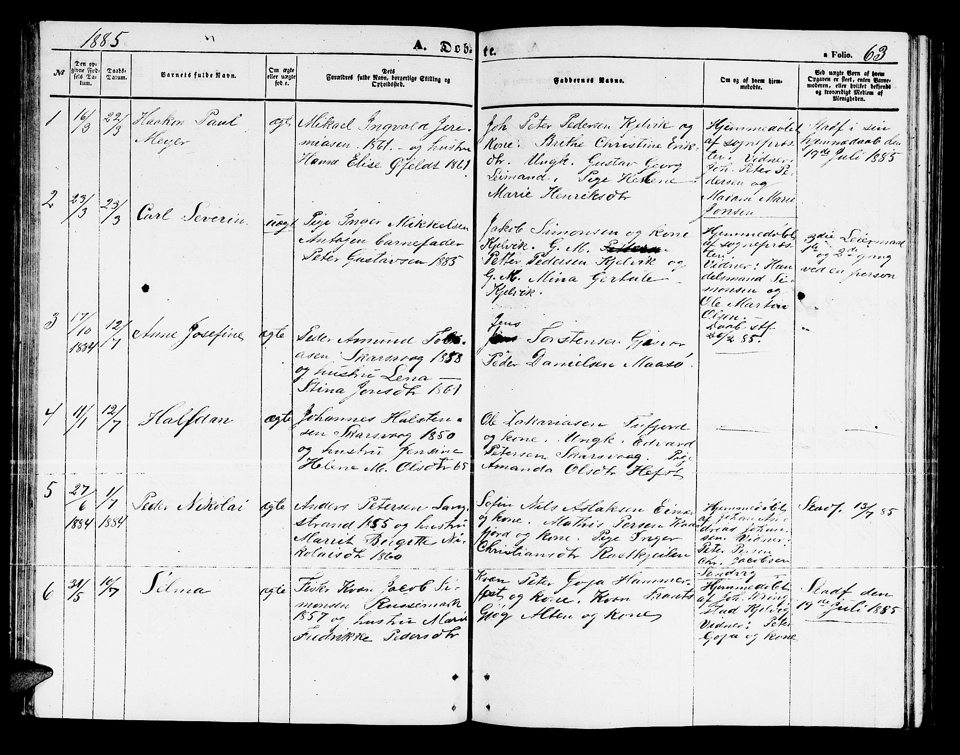 Måsøy sokneprestkontor, SATØ/S-1348/H/Hb/L0003klokker: Parish register (copy) no. 3, 1861-1886, p. 63