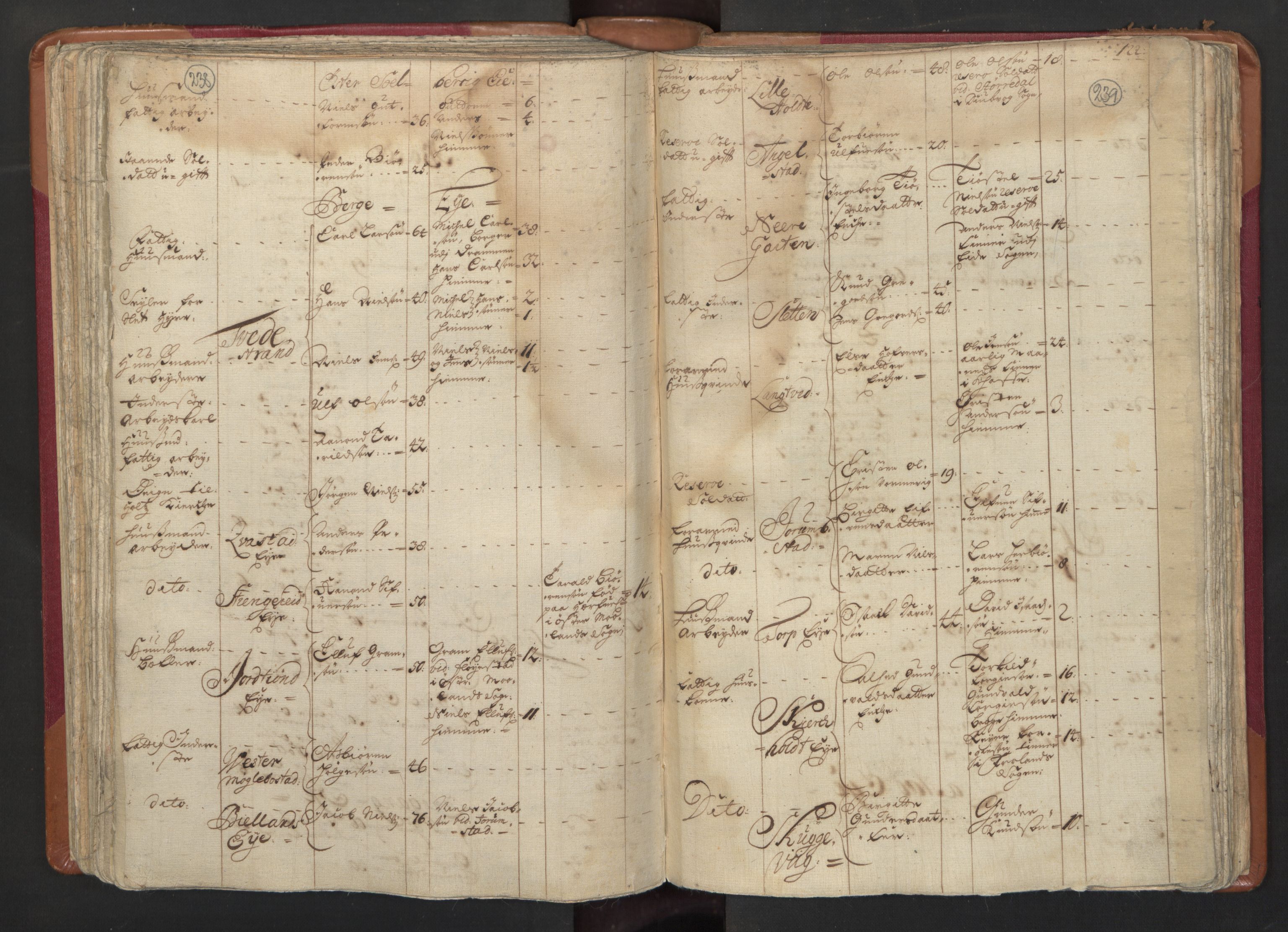 RA, Census (manntall) 1701, no. 3: Nedenes fogderi, 1701, p. 238-239