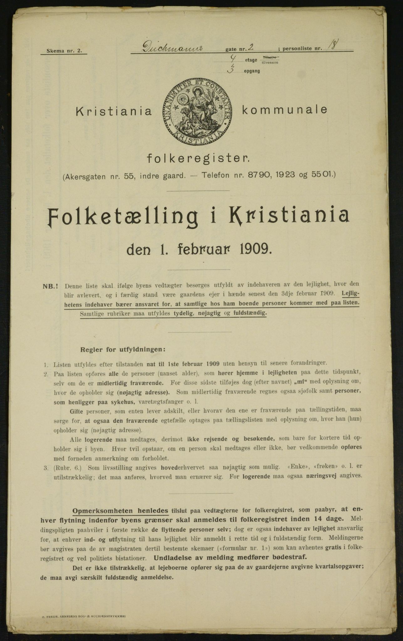 OBA, Municipal Census 1909 for Kristiania, 1909, p. 14063