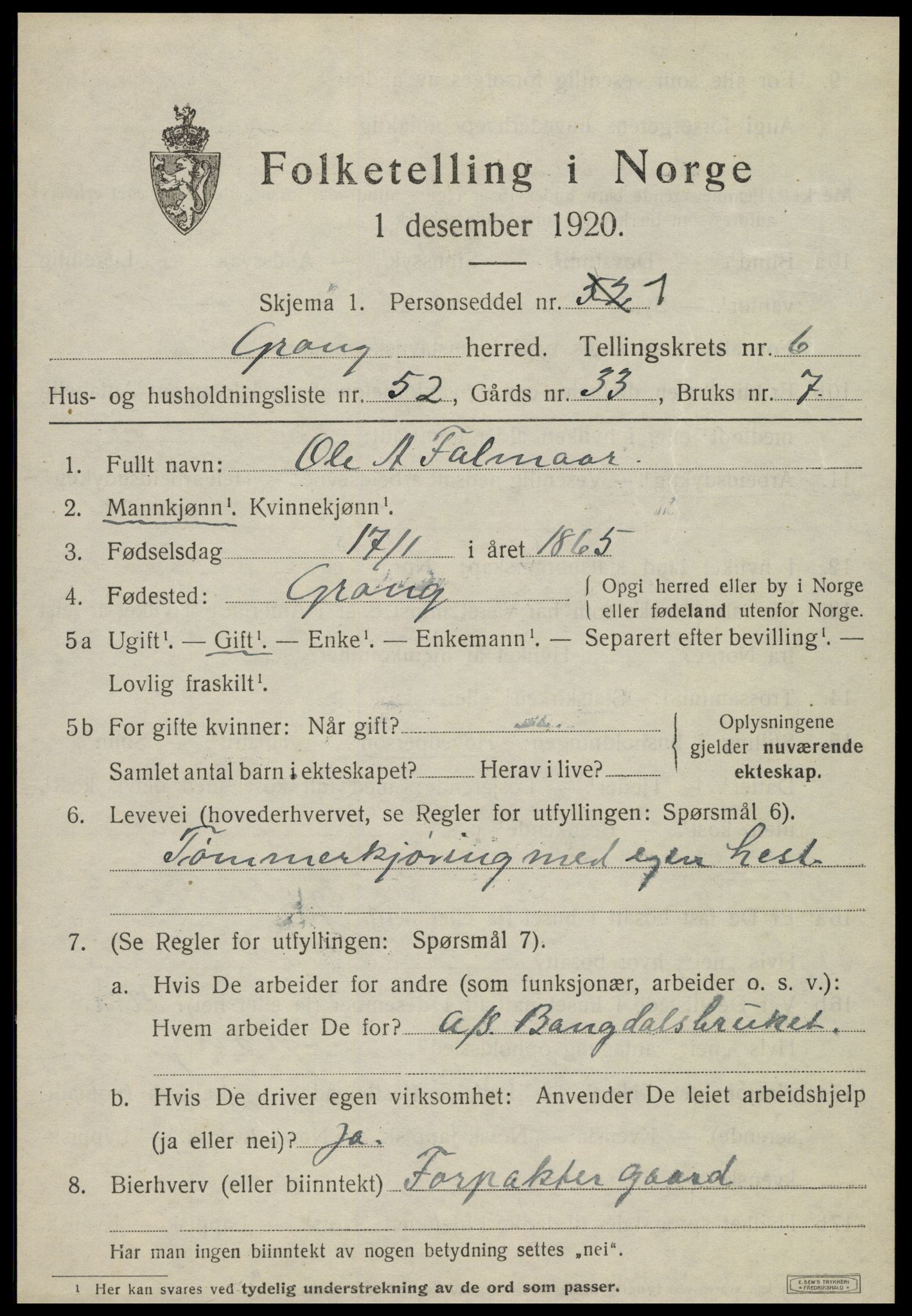 SAT, 1920 census for Grong, 1920, p. 4091