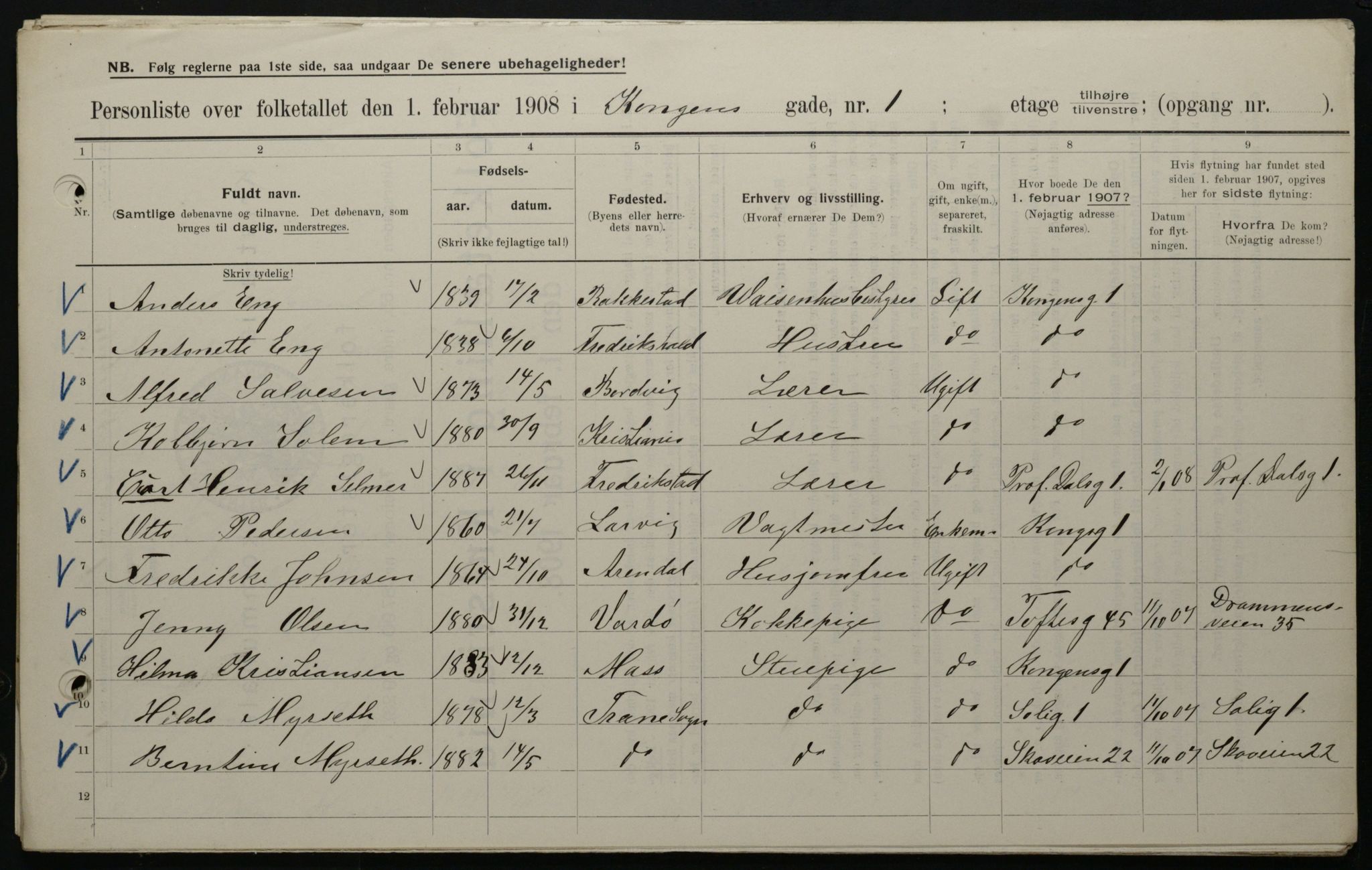 OBA, Municipal Census 1908 for Kristiania, 1908, p. 46884