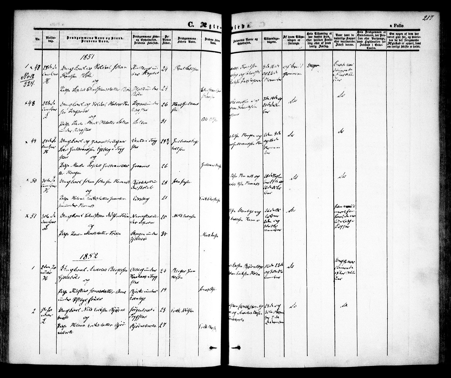 Høland prestekontor Kirkebøker, AV/SAO-A-10346a/F/Fa/L0009: Parish register (official) no. I 9, 1846-1853, p. 217