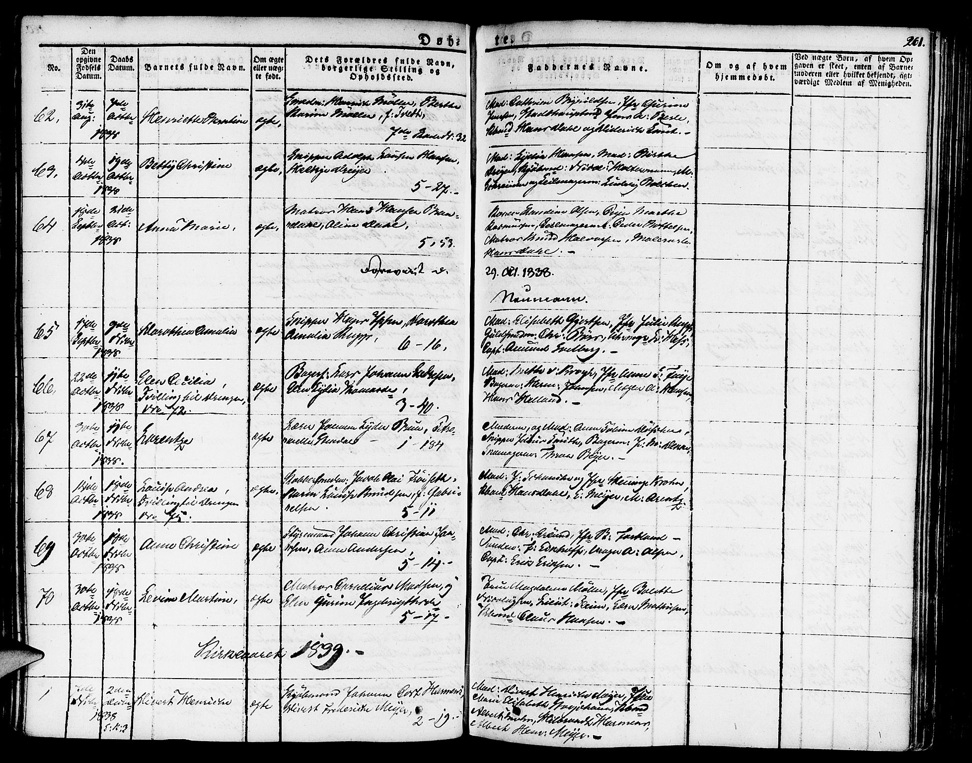 Nykirken Sokneprestembete, AV/SAB-A-77101/H/Haa/L0012: Parish register (official) no. A 12, 1821-1844, p. 261