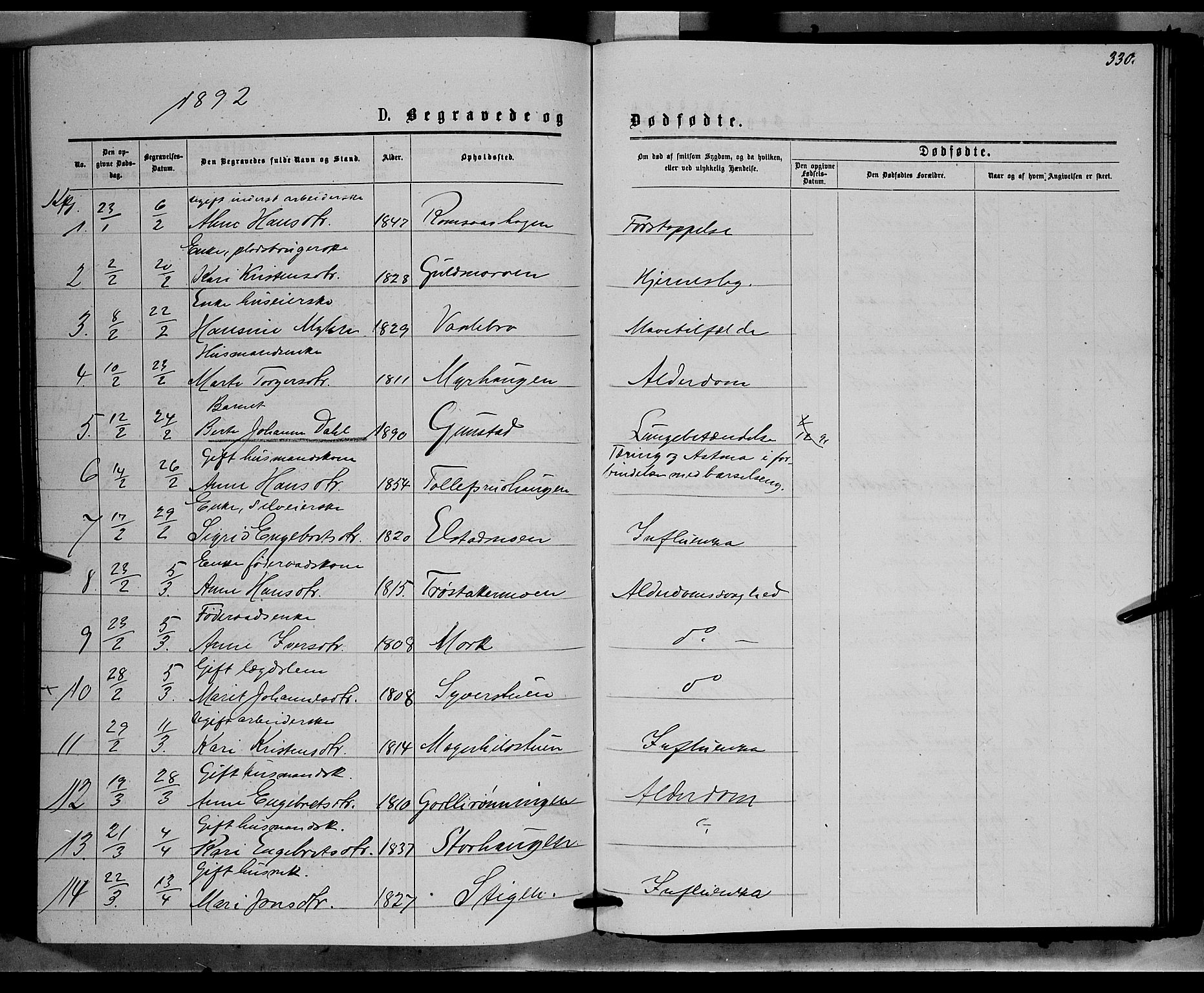 Ringebu prestekontor, AV/SAH-PREST-082/H/Ha/Hab/L0006: Parish register (copy) no. 6, 1880-1898, p. 330