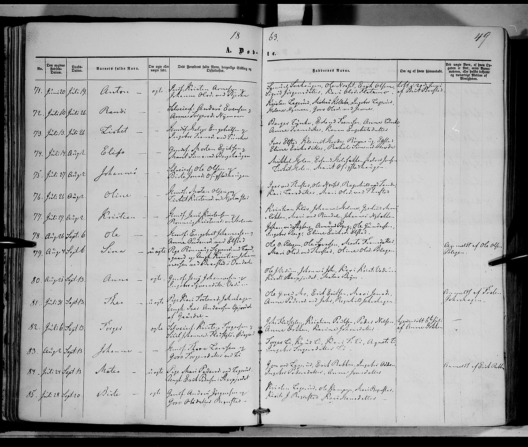 Øyer prestekontor, AV/SAH-PREST-084/H/Ha/Haa/L0006: Parish register (official) no. 6, 1858-1874, p. 49