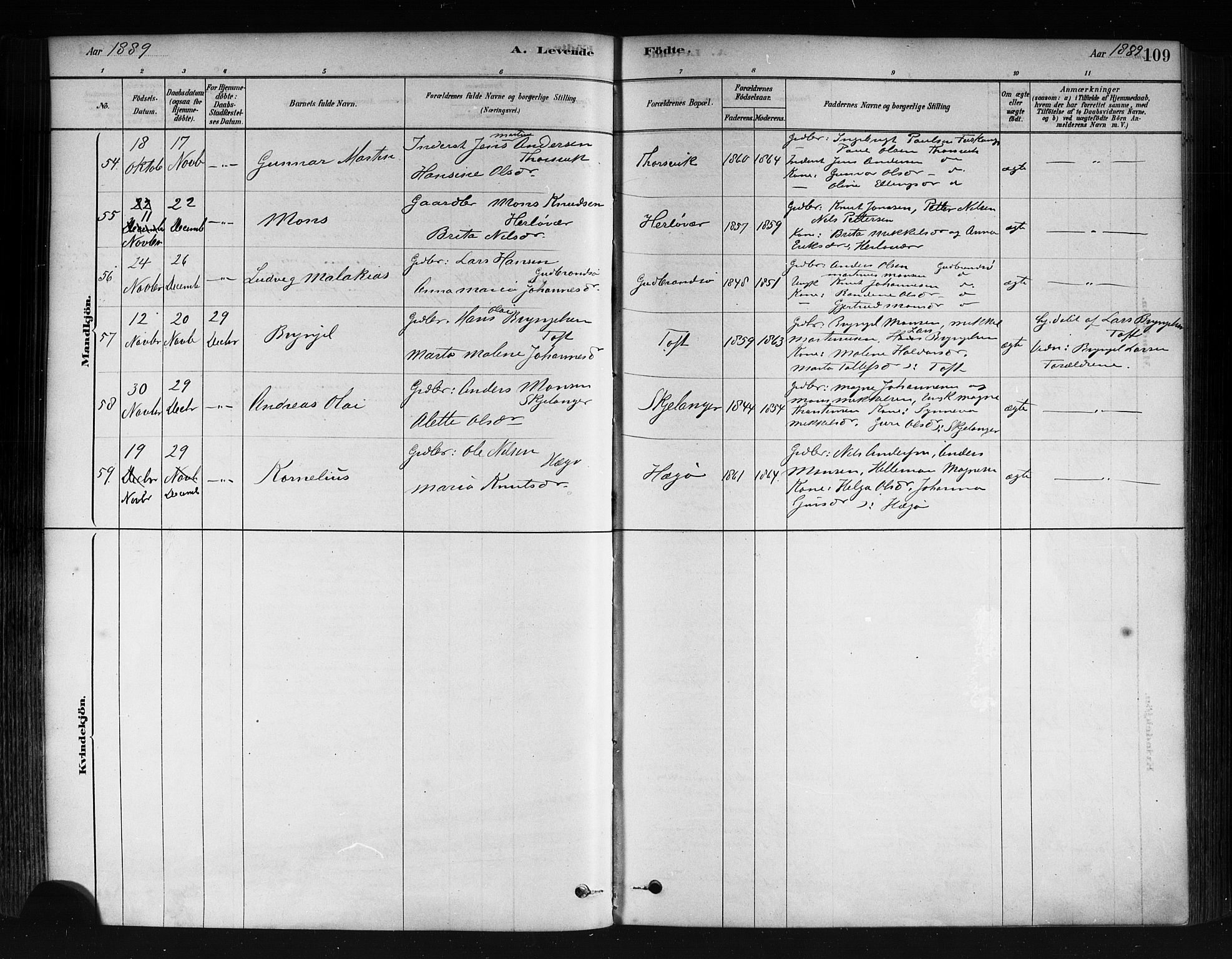 Herdla Sokneprestembete, SAB/A-75701/H/Haa: Parish register (official) no. A 3, 1878-1890, p. 109