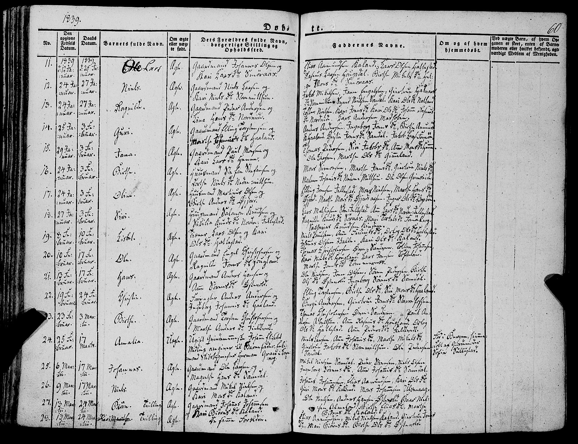 Fana Sokneprestembete, AV/SAB-A-75101/H/Haa/Haaa/L0008: Parish register (official) no. A 8, 1829-1851, p. 60