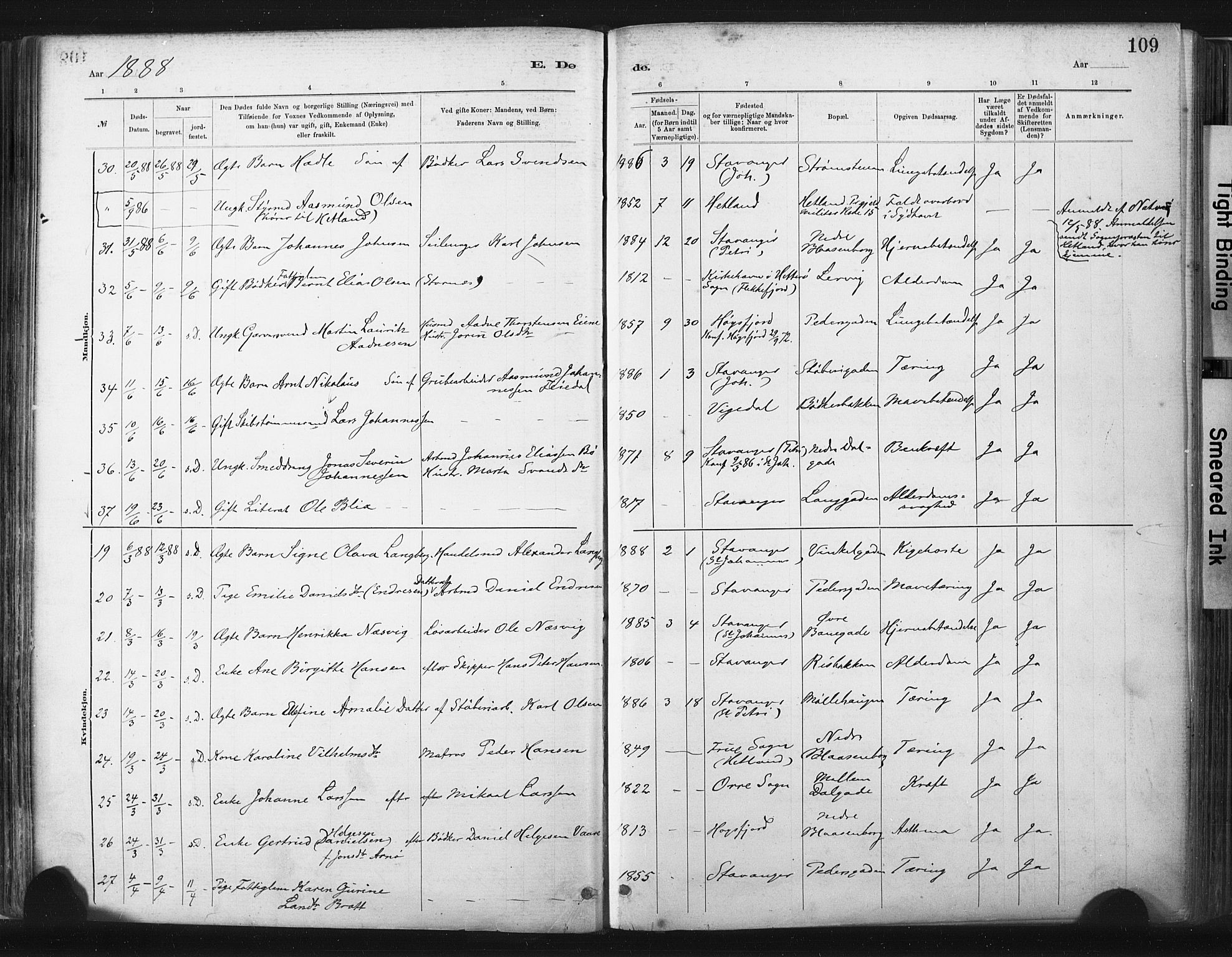 St. Johannes sokneprestkontor, AV/SAST-A-101814/001/30/30BA/L0003: Parish register (official) no. A 3, 1885-1910, p. 109