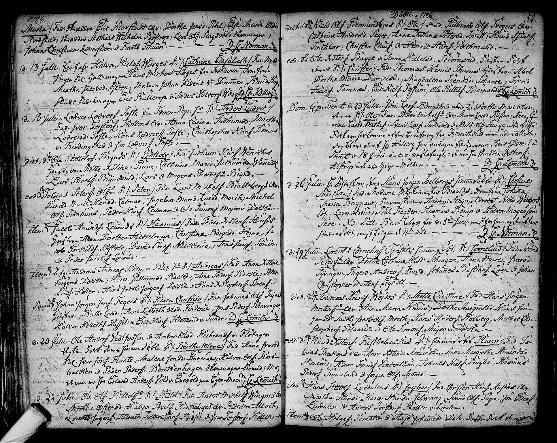 Kongsberg kirkebøker, AV/SAKO-A-22/F/Fa/L0006: Parish register (official) no. I 6, 1783-1797, p. 52