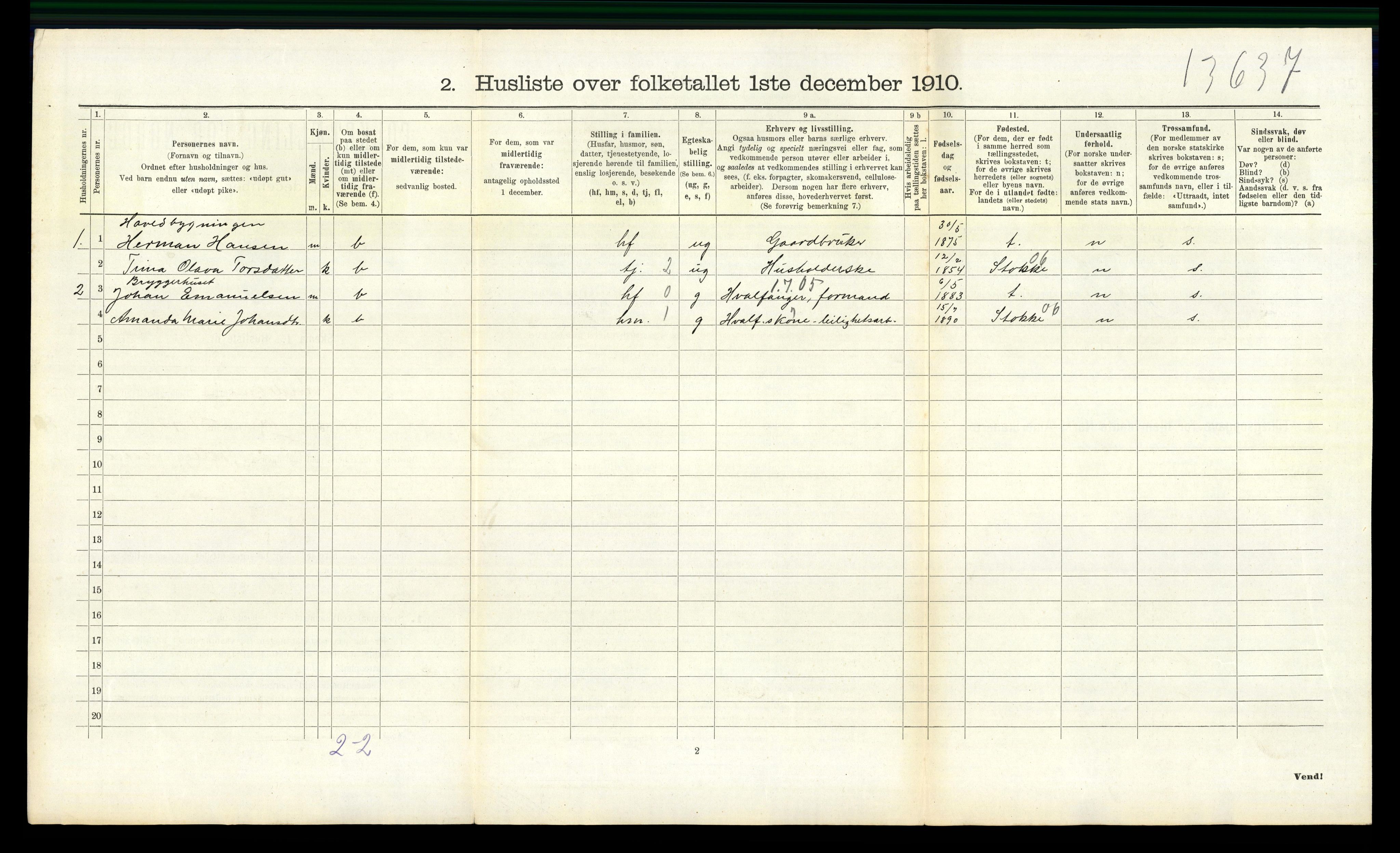 RA, 1910 census for Andebu, 1910, p. 790