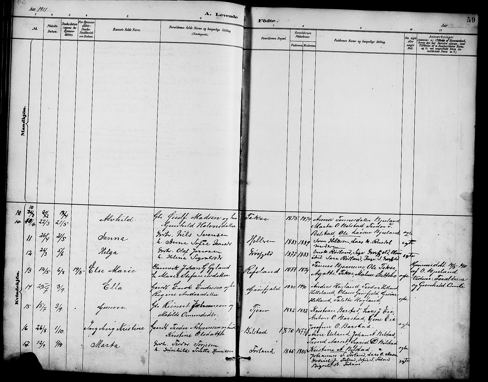 Lund sokneprestkontor, AV/SAST-A-101809/S07/L0007: Parish register (copy) no. B 7, 1890-1925, p. 59