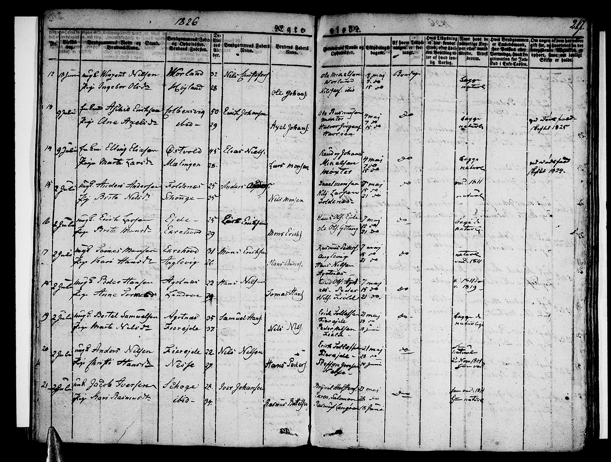 Sund sokneprestembete, AV/SAB-A-99930: Parish register (official) no. A 12, 1825-1835, p. 217