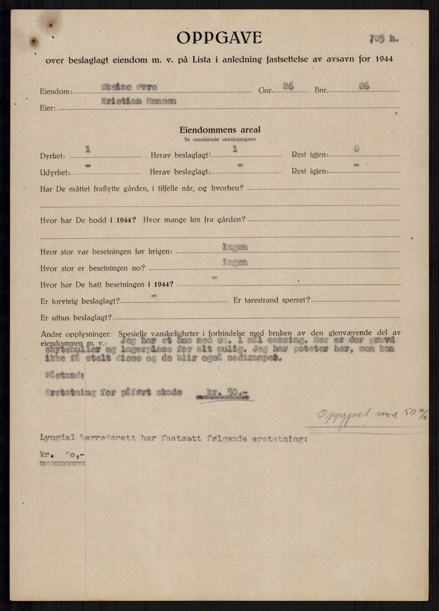 Forsvarsdepartementet, 10. kontor / Oppgjørskontoret, AV/RA-RAFA-1225/D/Db/L0178: Lista oppgjørskontor, 1941-1947, p. 1772