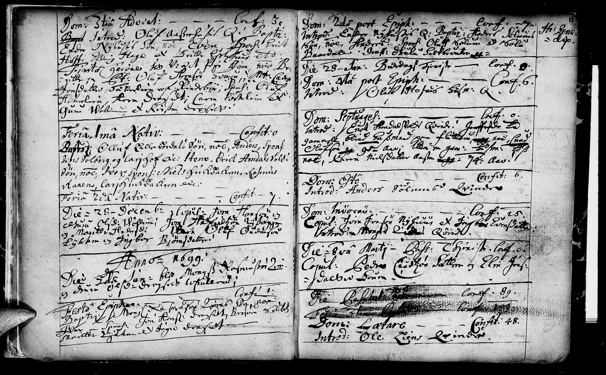 Ministerialprotokoller, klokkerbøker og fødselsregistre - Sør-Trøndelag, SAT/A-1456/689/L1036: Parish register (official) no. 689A01, 1696-1746, p. 11