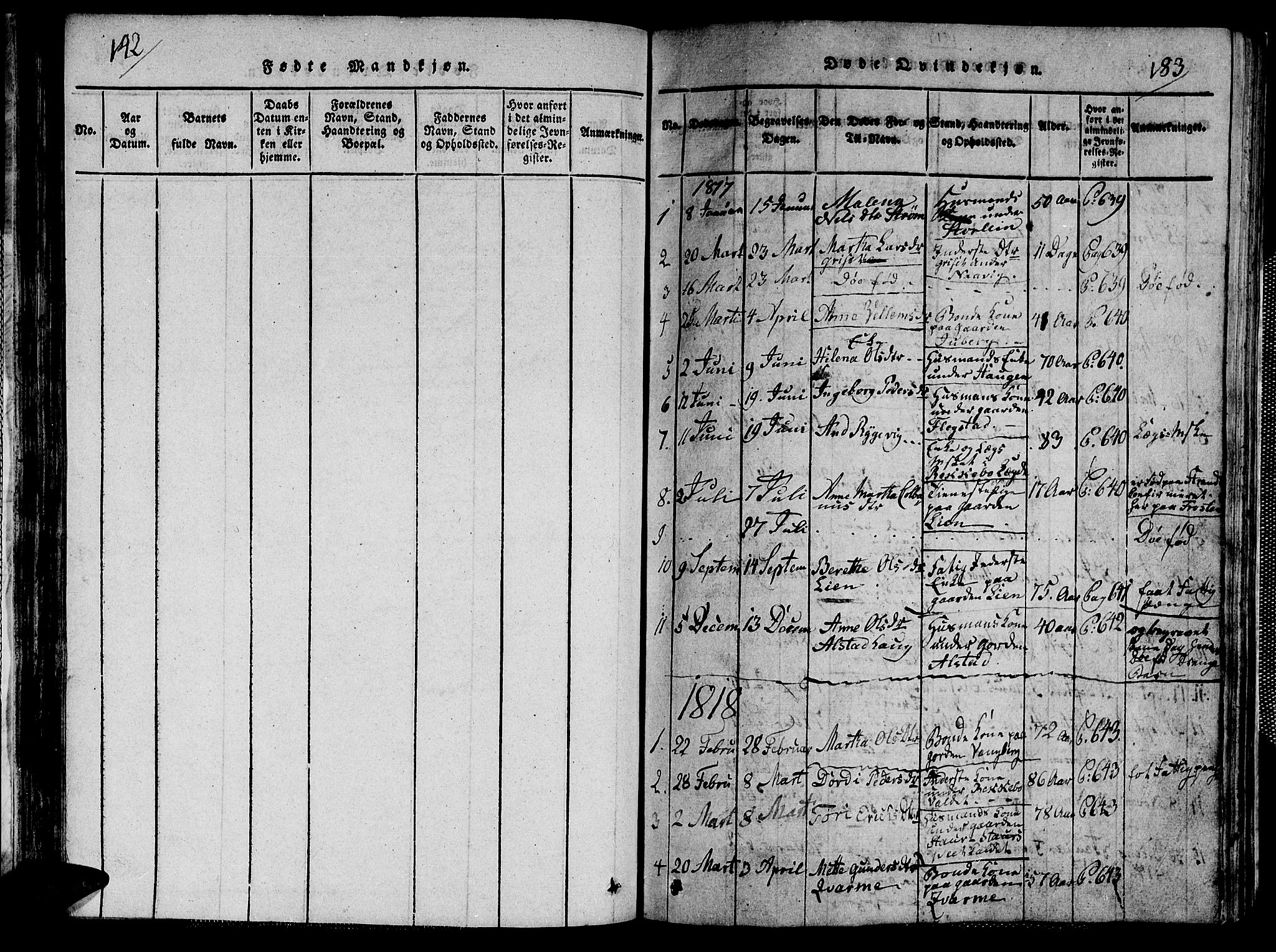 Ministerialprotokoller, klokkerbøker og fødselsregistre - Nord-Trøndelag, SAT/A-1458/713/L0124: Parish register (copy) no. 713C01, 1817-1827, p. 142-183