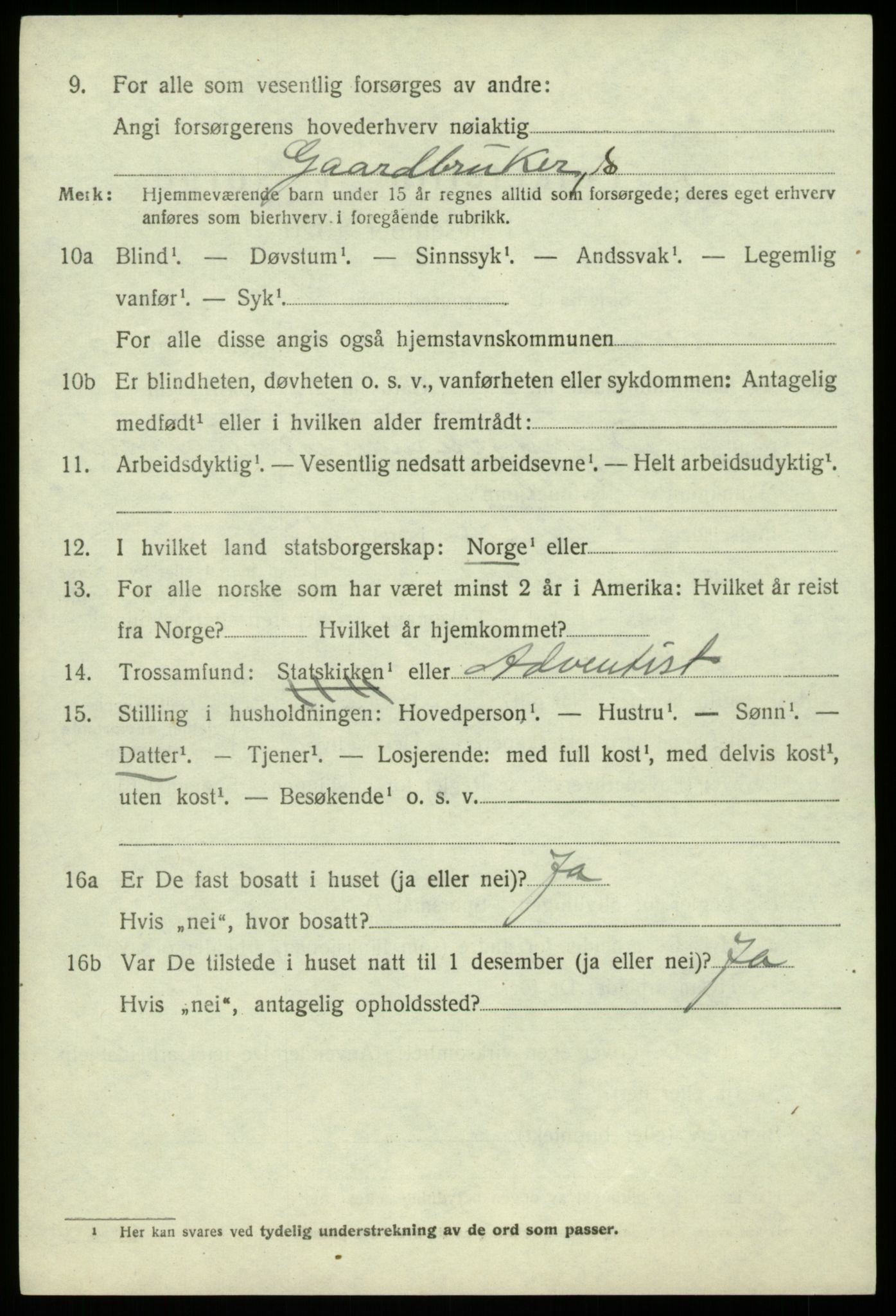 SAB, 1920 census for Hamre, 1920, p. 3456