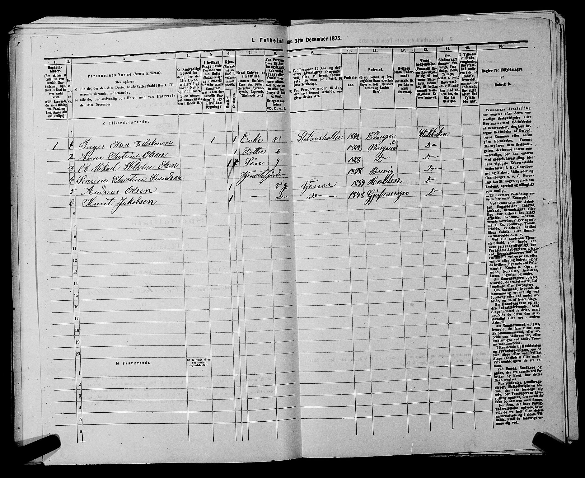 SAKO, 1875 census for 0805P Porsgrunn, 1875, p. 104