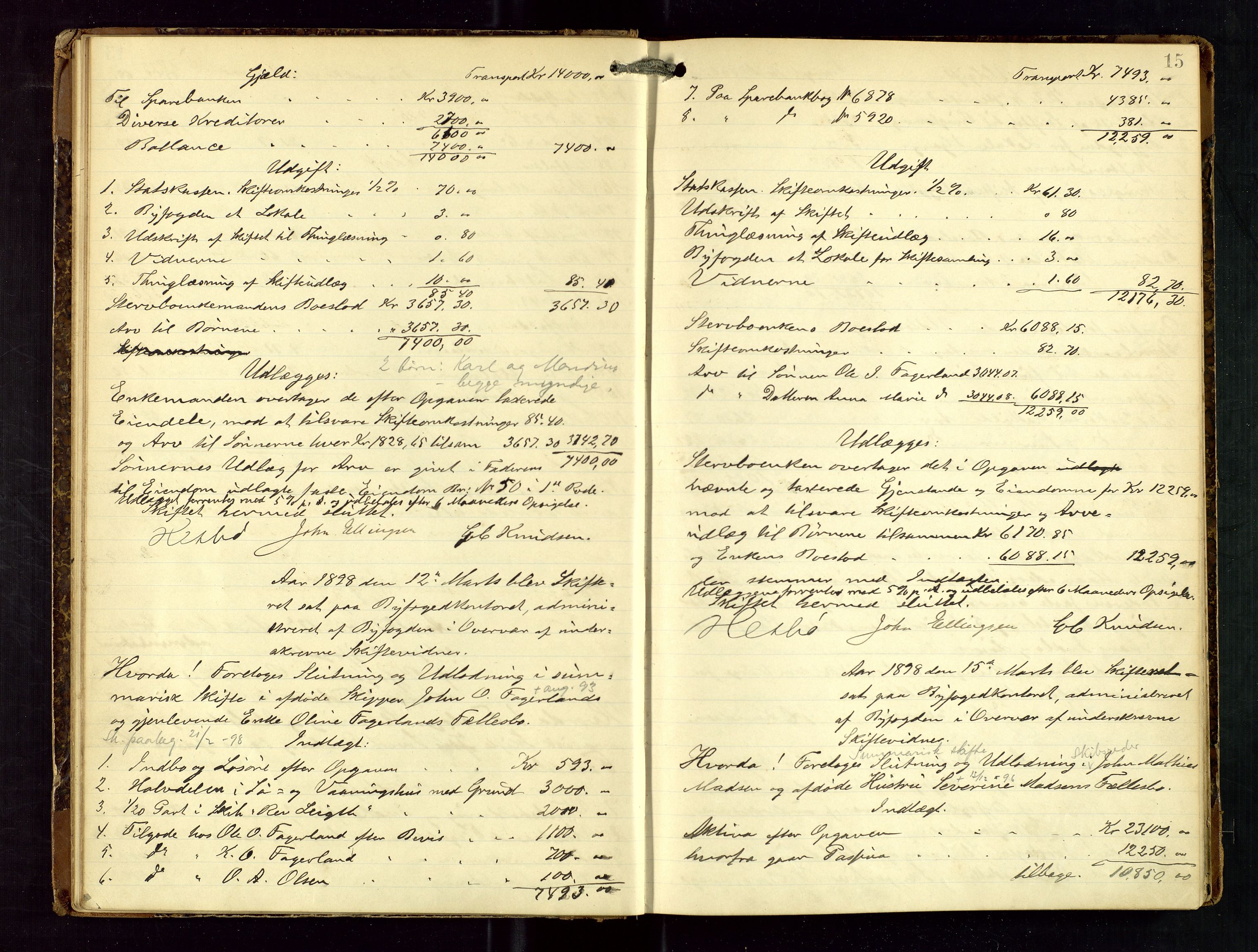 Haugesund tingrett, AV/SAST-A-101415/01/IV/IVD/L0001: Skifteutlodningsprotokoll, med register, 1897-1904, p. 14b-15a