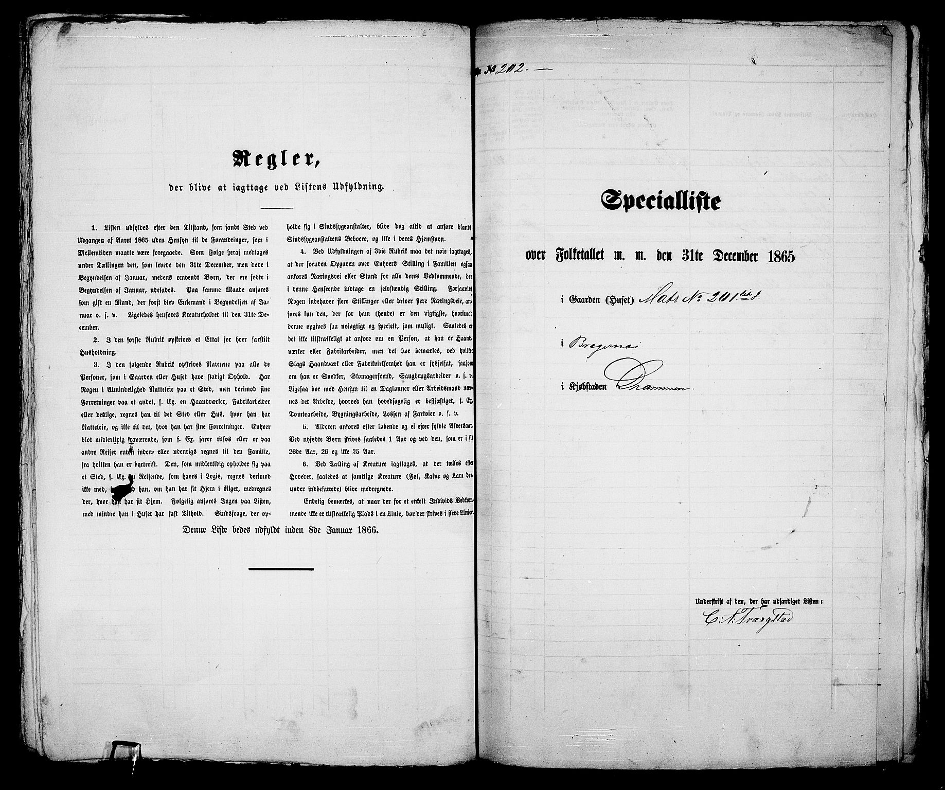 RA, 1865 census for Bragernes in Drammen, 1865, p. 431