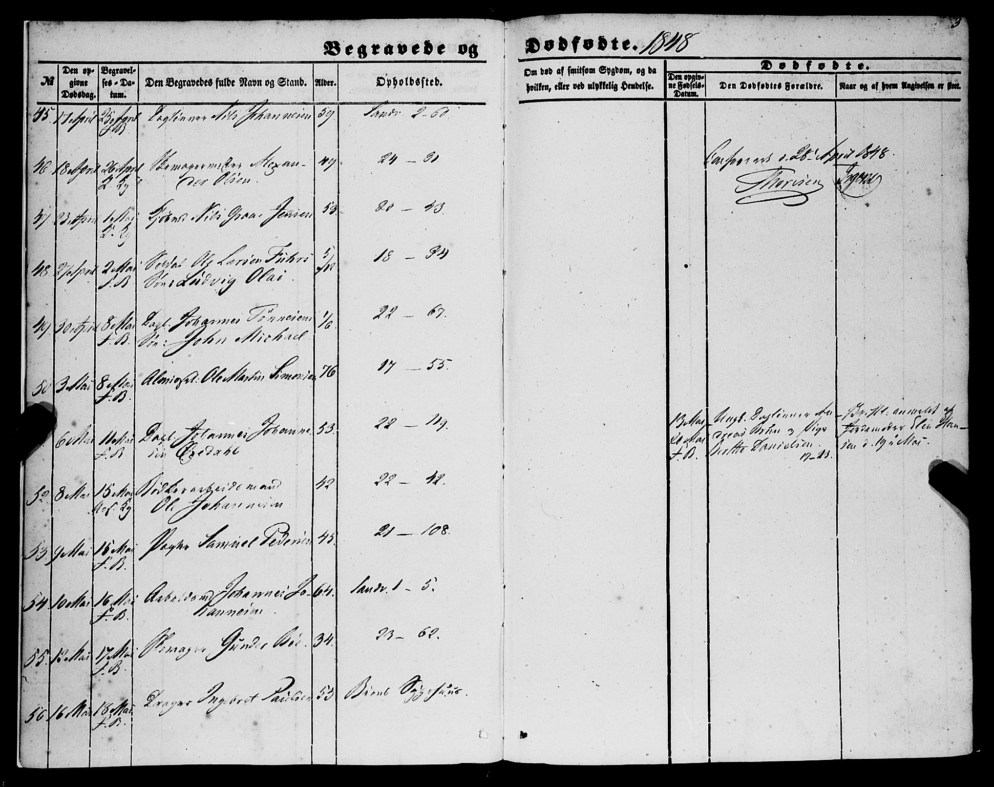 Korskirken sokneprestembete, SAB/A-76101/H/Haa: Parish register (official) no. E 2, 1848-1862, p. 3