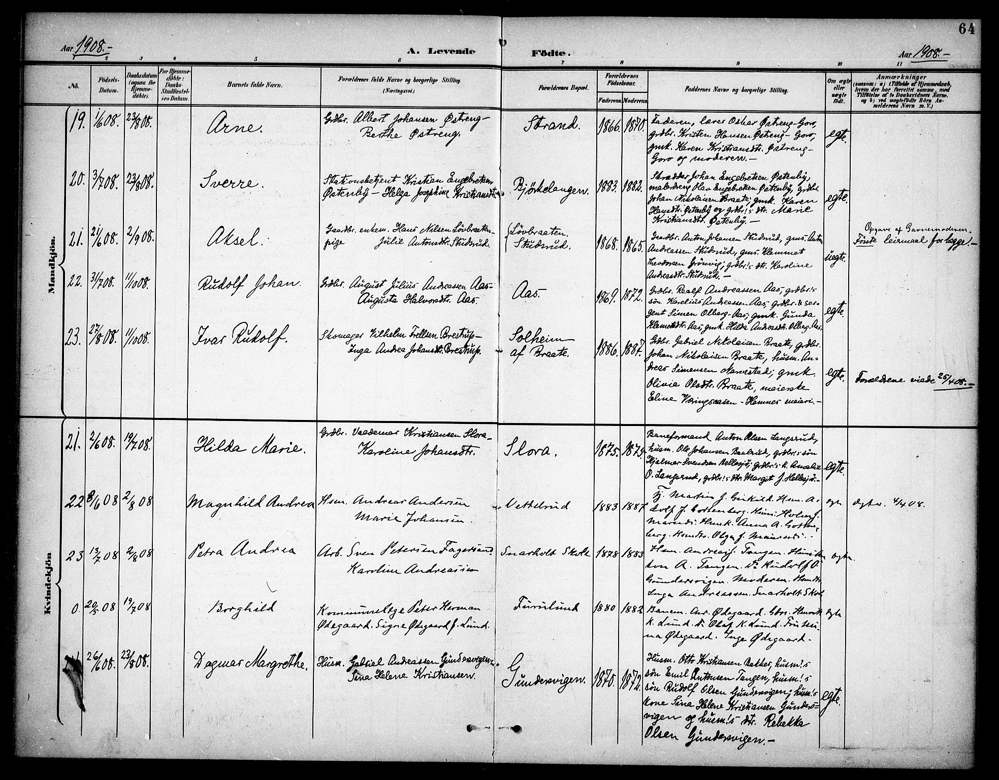 Høland prestekontor Kirkebøker, AV/SAO-A-10346a/F/Fb/L0003: Parish register (official) no. II 3, 1897-1912, p. 64