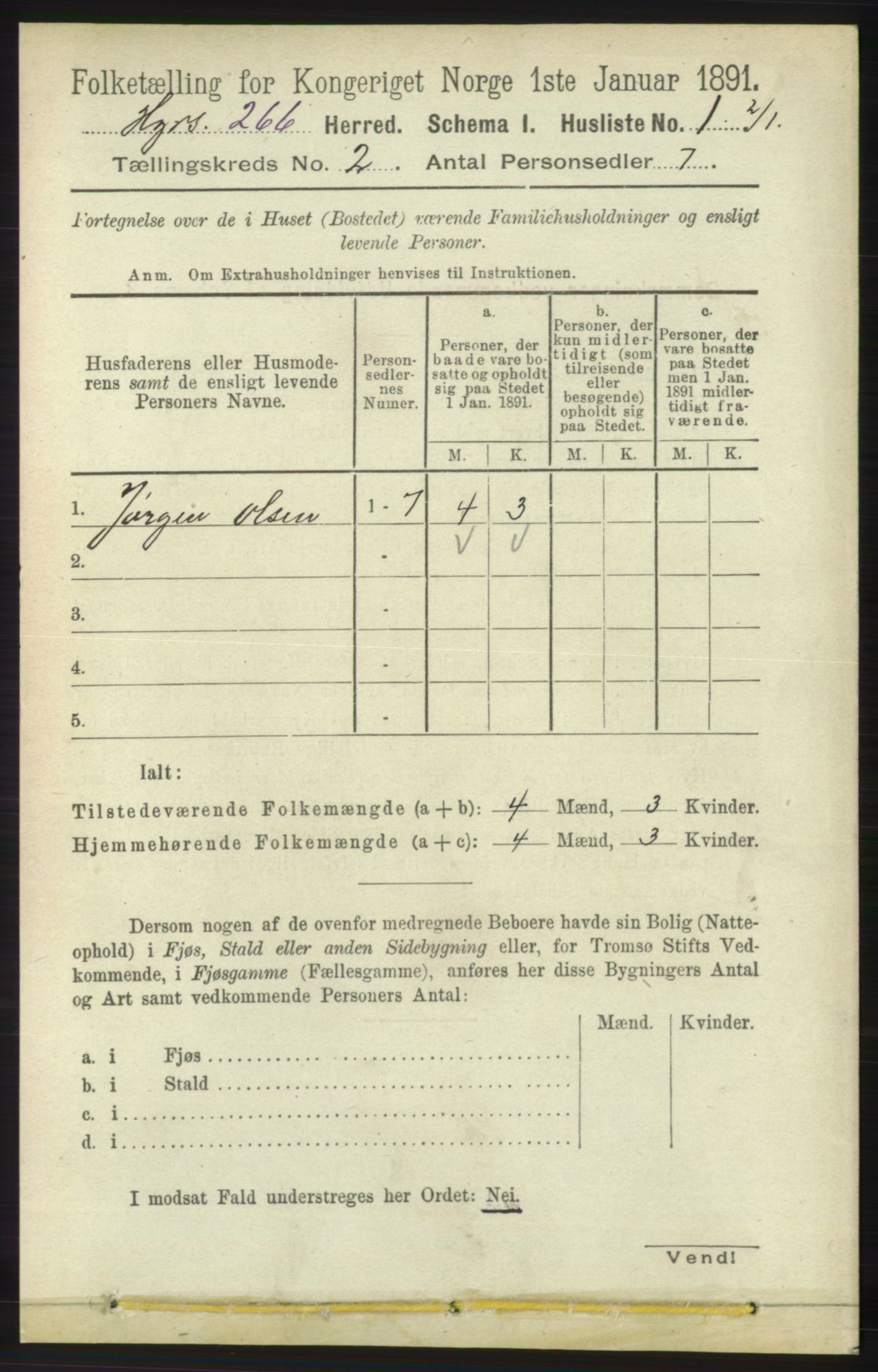 RA, 1891 census for 1253 Hosanger, 1891, p. 512