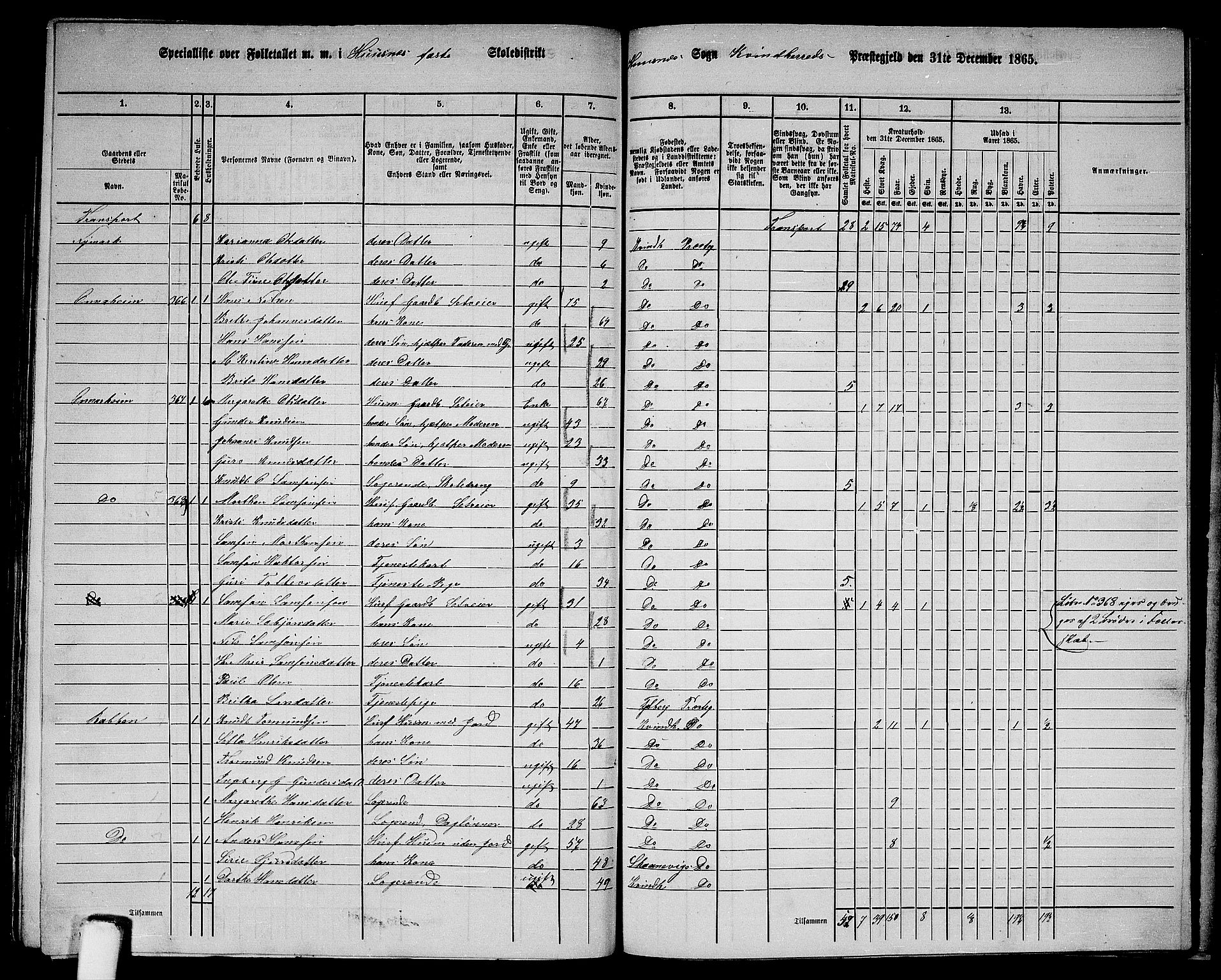 RA, 1865 census for Kvinnherad, 1865, p. 180