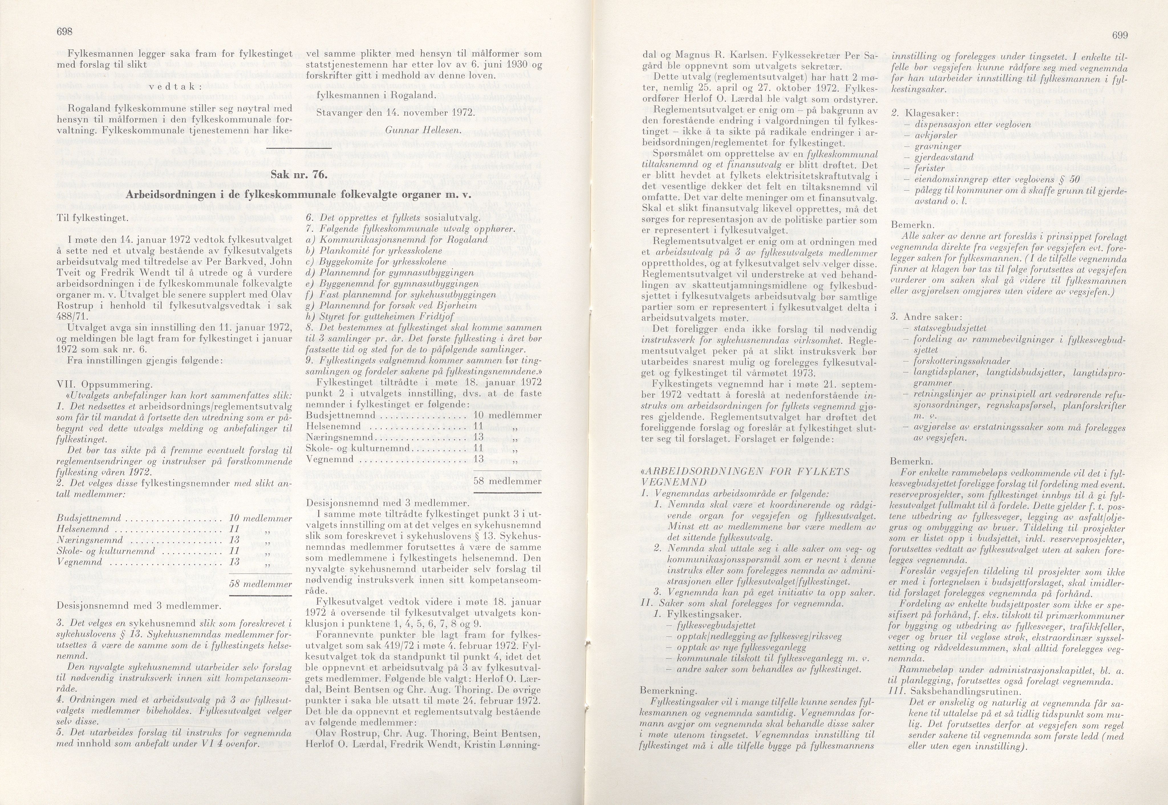 Rogaland fylkeskommune - Fylkesrådmannen , IKAR/A-900/A/Aa/Aaa/L0092: Møtebok , 1972, p. 698-699