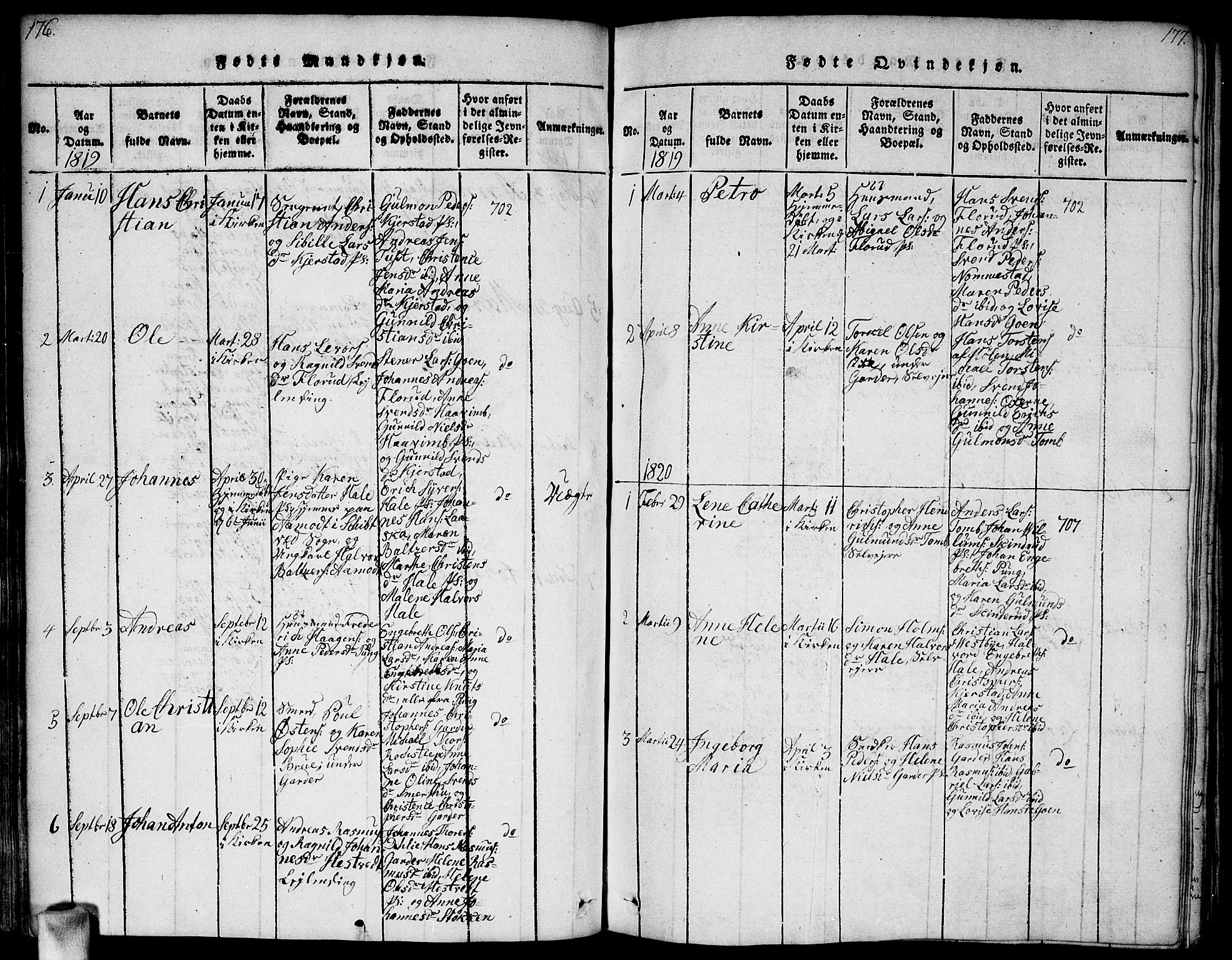 Vestby prestekontor Kirkebøker, SAO/A-10893/F/Fa/L0005: Parish register (official) no. I 5, 1814-1827, p. 176-177