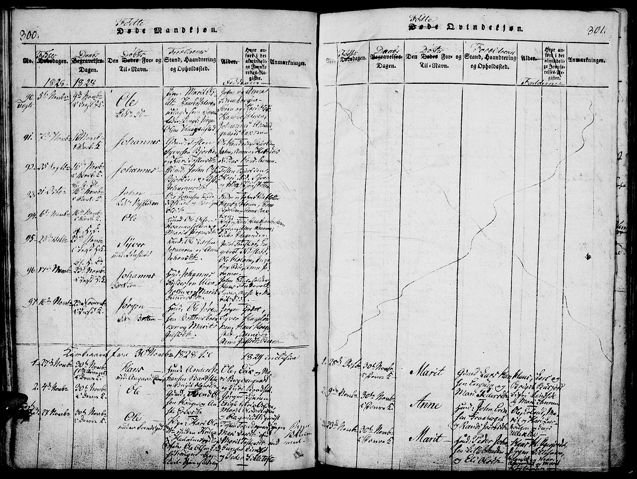 Lesja prestekontor, SAH/PREST-068/H/Ha/Haa/L0004: Parish register (official) no. 4, 1820-1829, p. 300-301