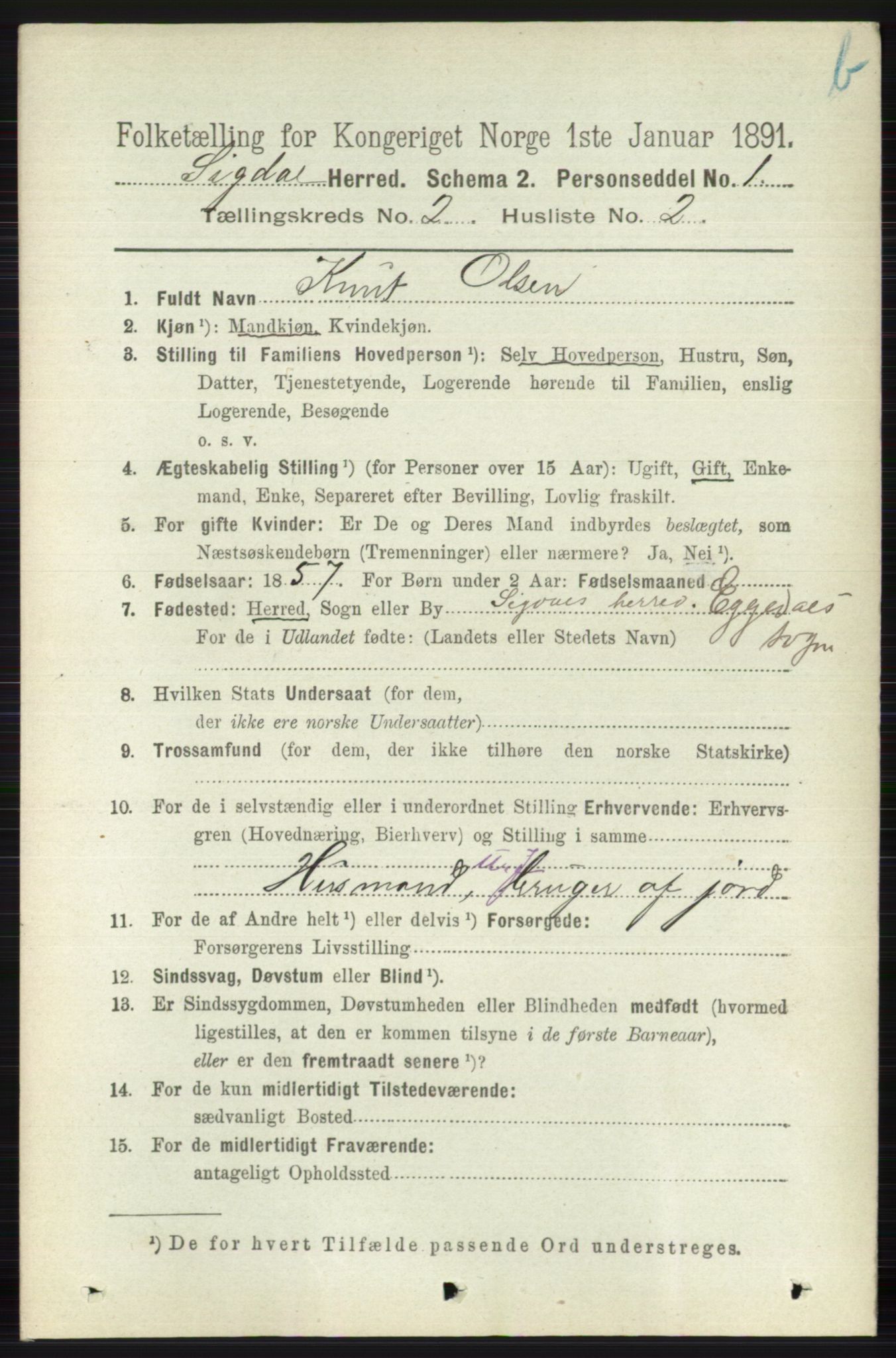 RA, 1891 census for 0621 Sigdal, 1891, p. 3927