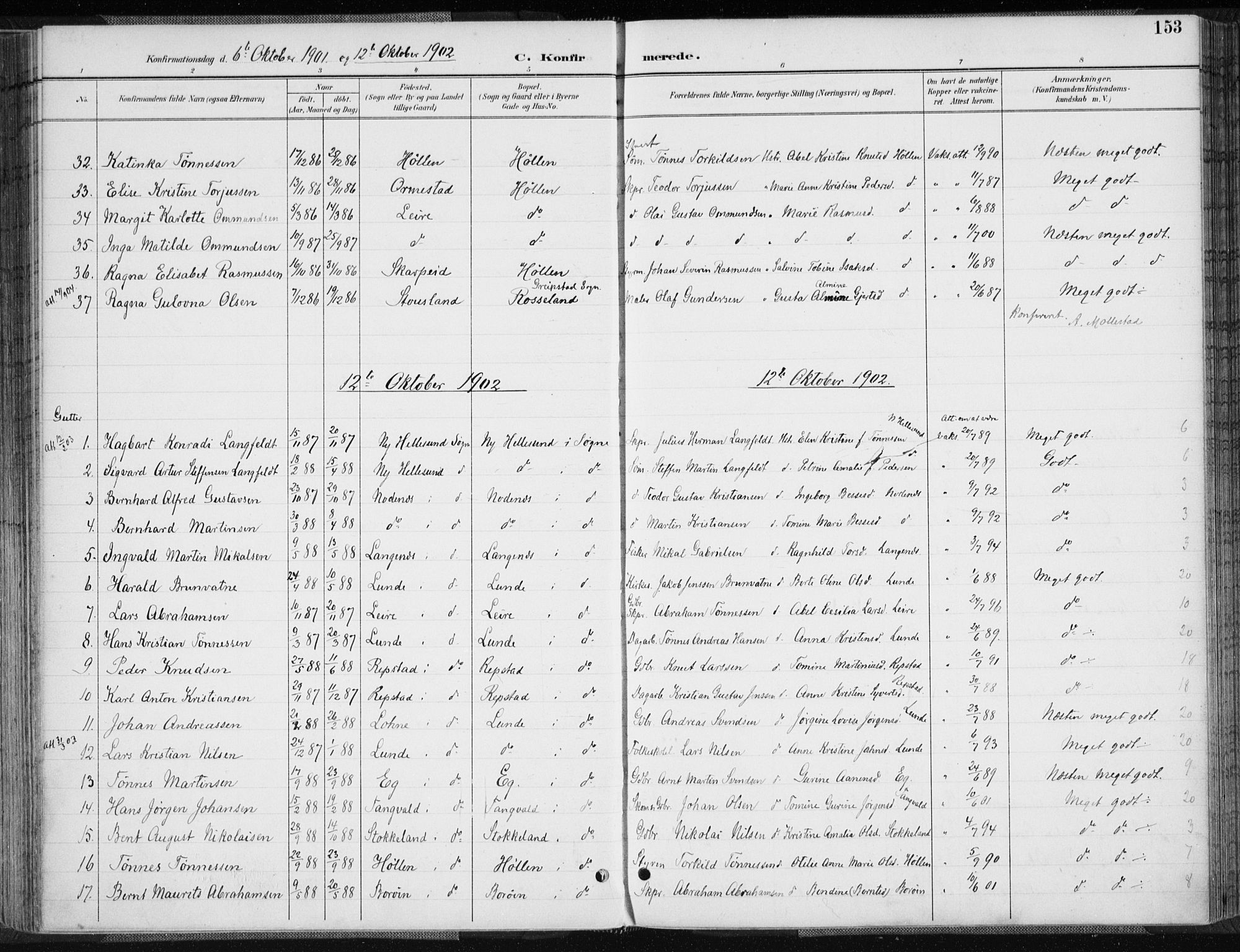 Søgne sokneprestkontor, AV/SAK-1111-0037/F/Fa/Fab/L0013: Parish register (official) no. A 13, 1892-1911, p. 153