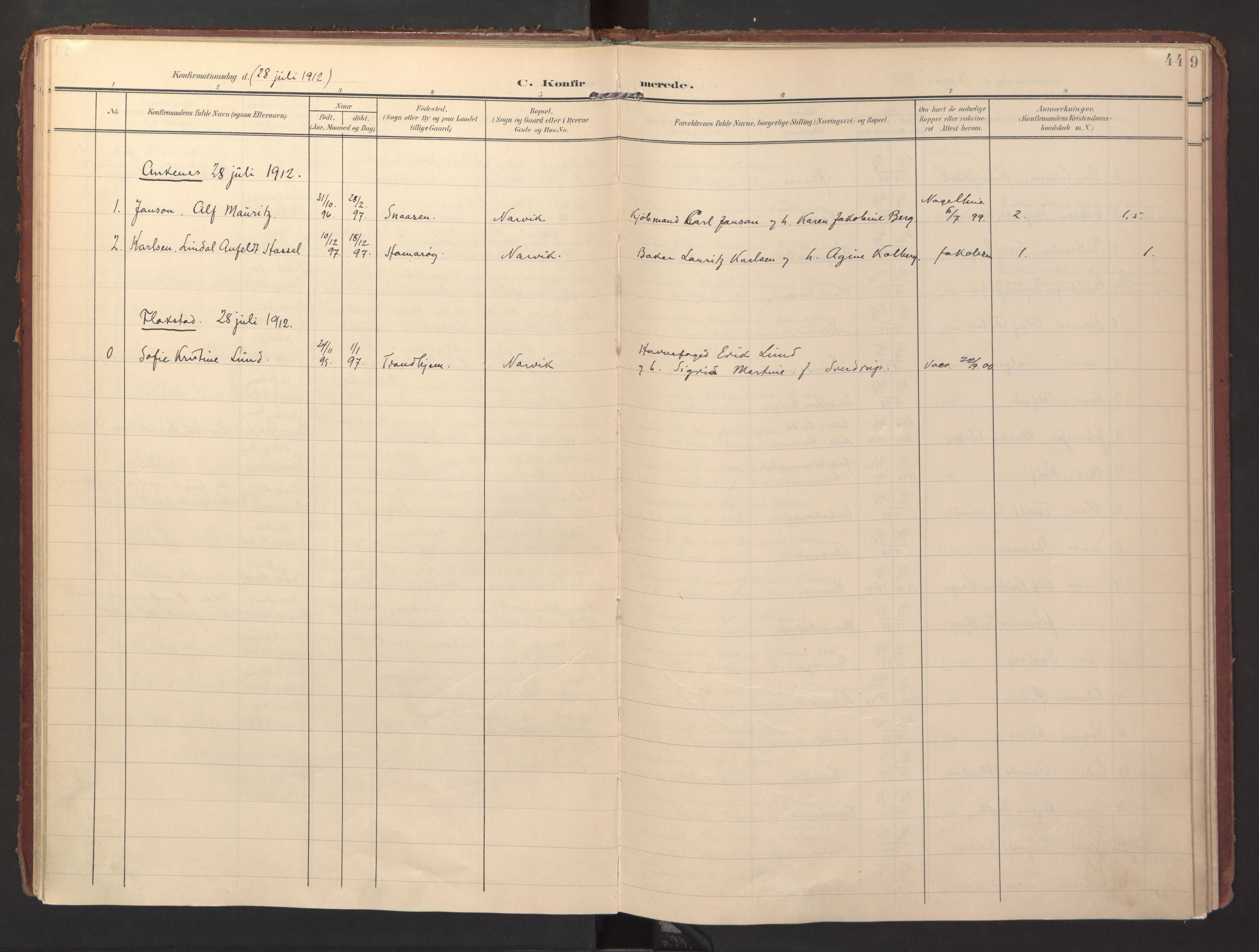 Ministerialprotokoller, klokkerbøker og fødselsregistre - Nordland, SAT/A-1459/871/L0998: Parish register (official) no. 871A14, 1902-1921, p. 44