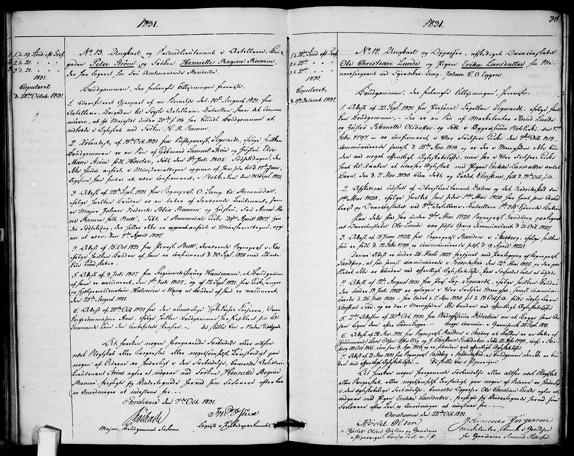 Garnisonsmenigheten Kirkebøker, AV/SAO-A-10846/H/Ha/L0002: Banns register no. I 2, 1829-1835, p. 38